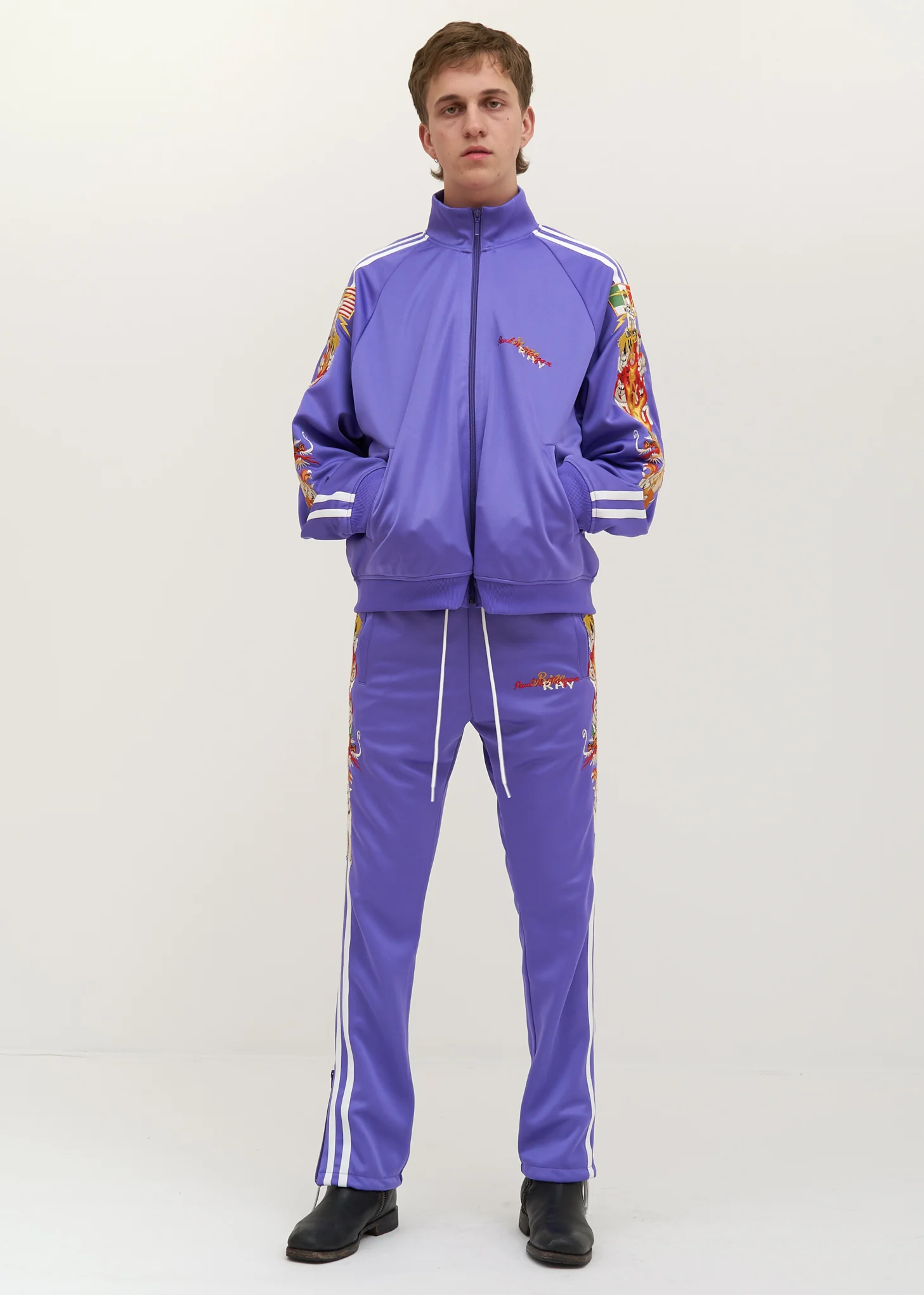 Purple Chaos Embroidery Track Pants - Image 5