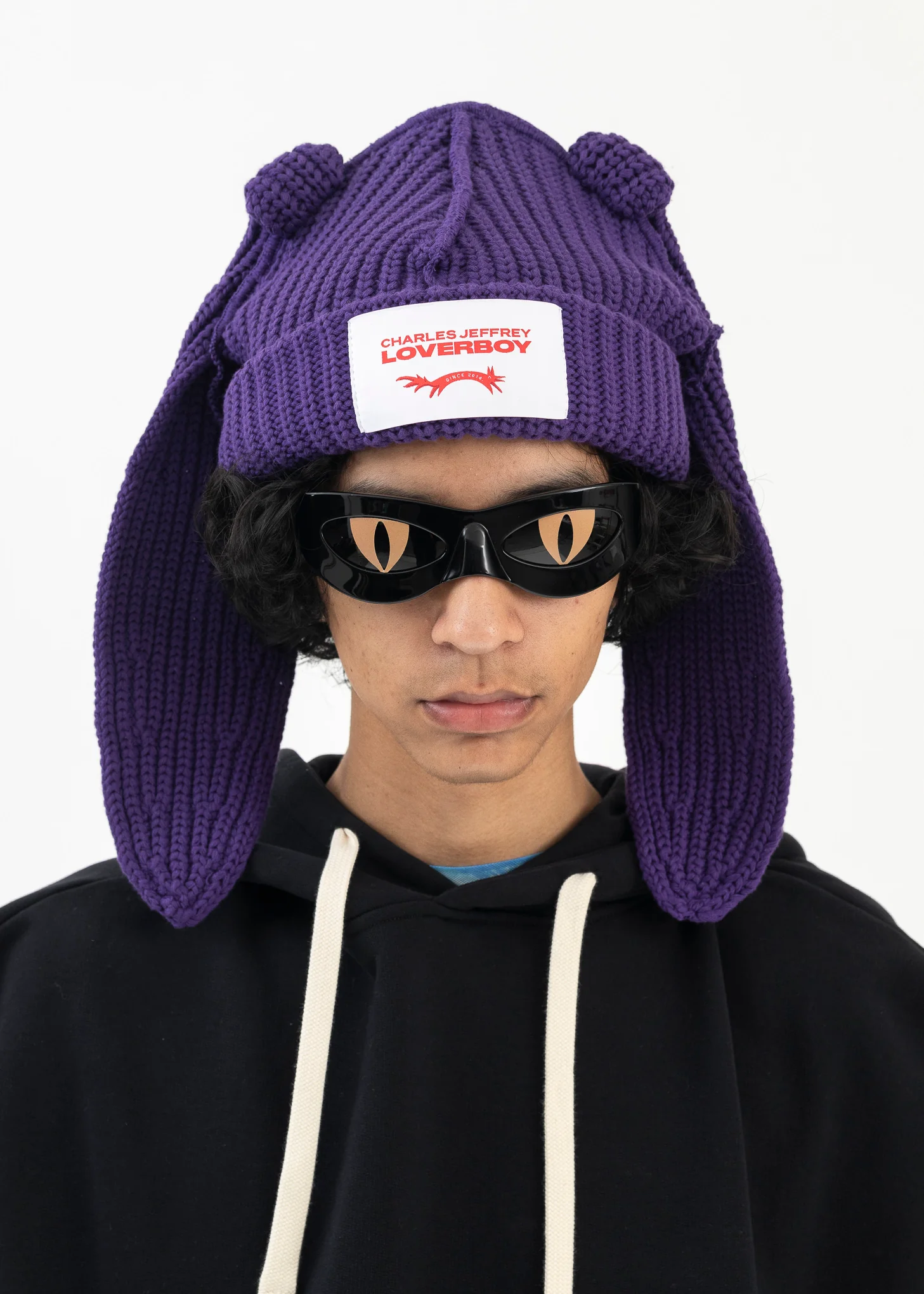 PURPLE CHUNKY RABBIT BEANIE - Image 5
