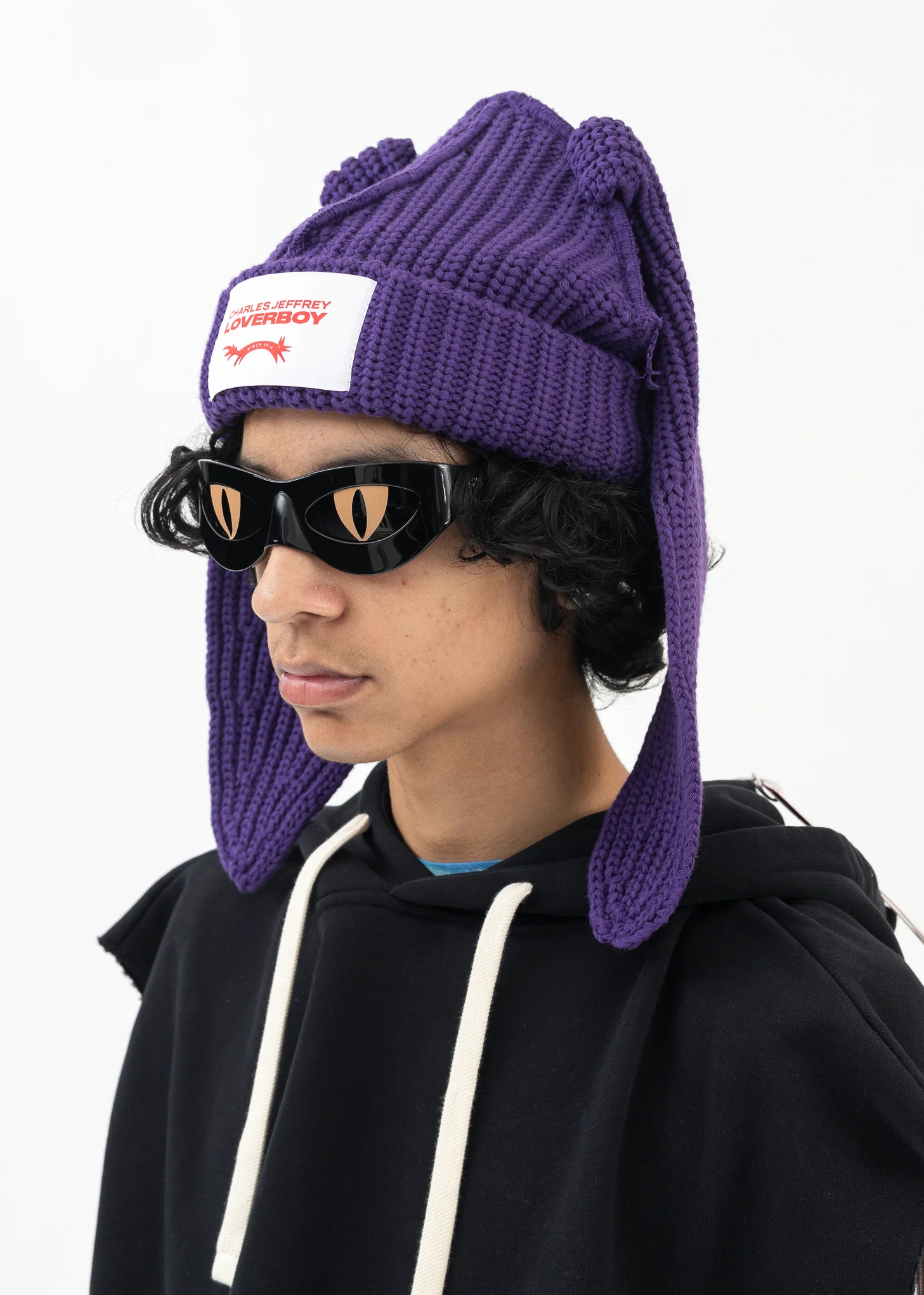 PURPLE CHUNKY RABBIT BEANIE - Image 6