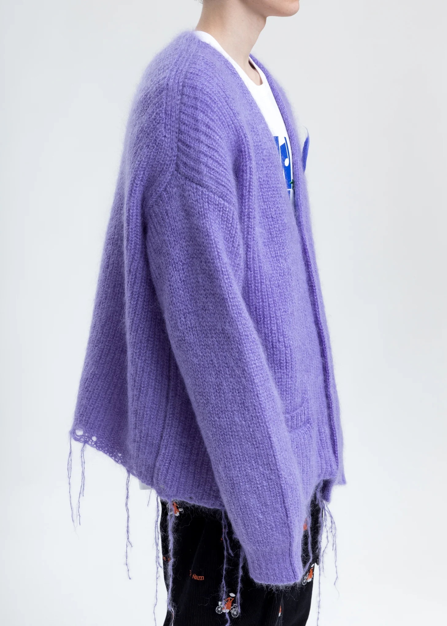 Purple Doll Embroidery Mohair Cardigan - Image 2