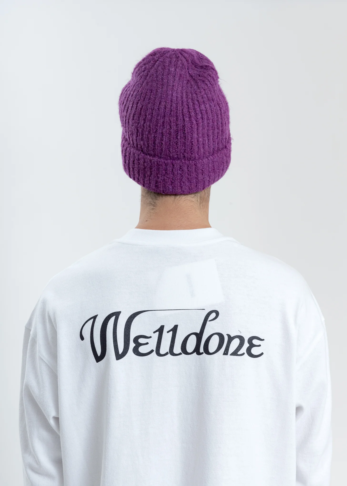 Purple Embroidered Metal Logo Long Beanie - Image 4