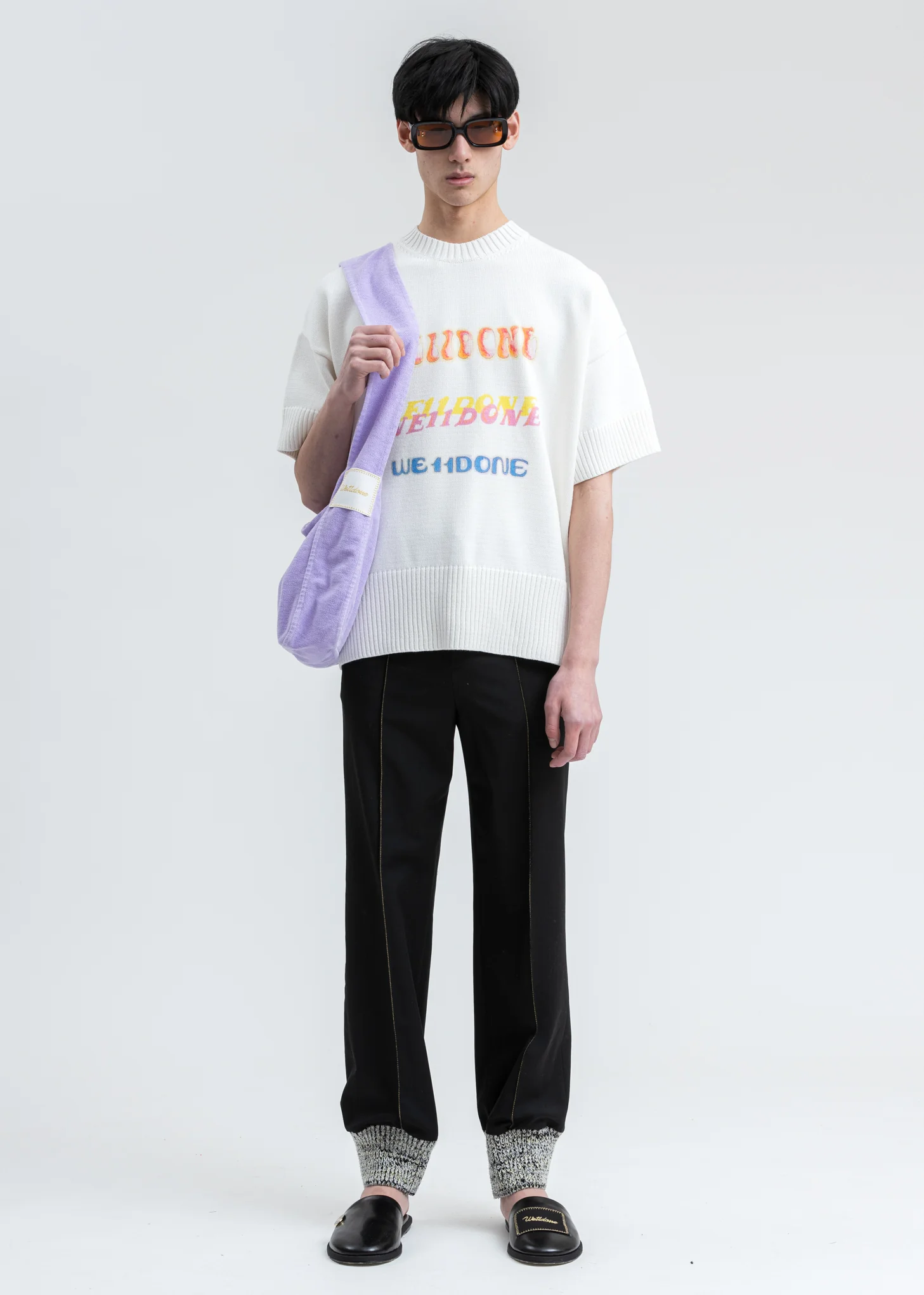 Purple Embroidery Logo Cotton Cross Bag - Image 2
