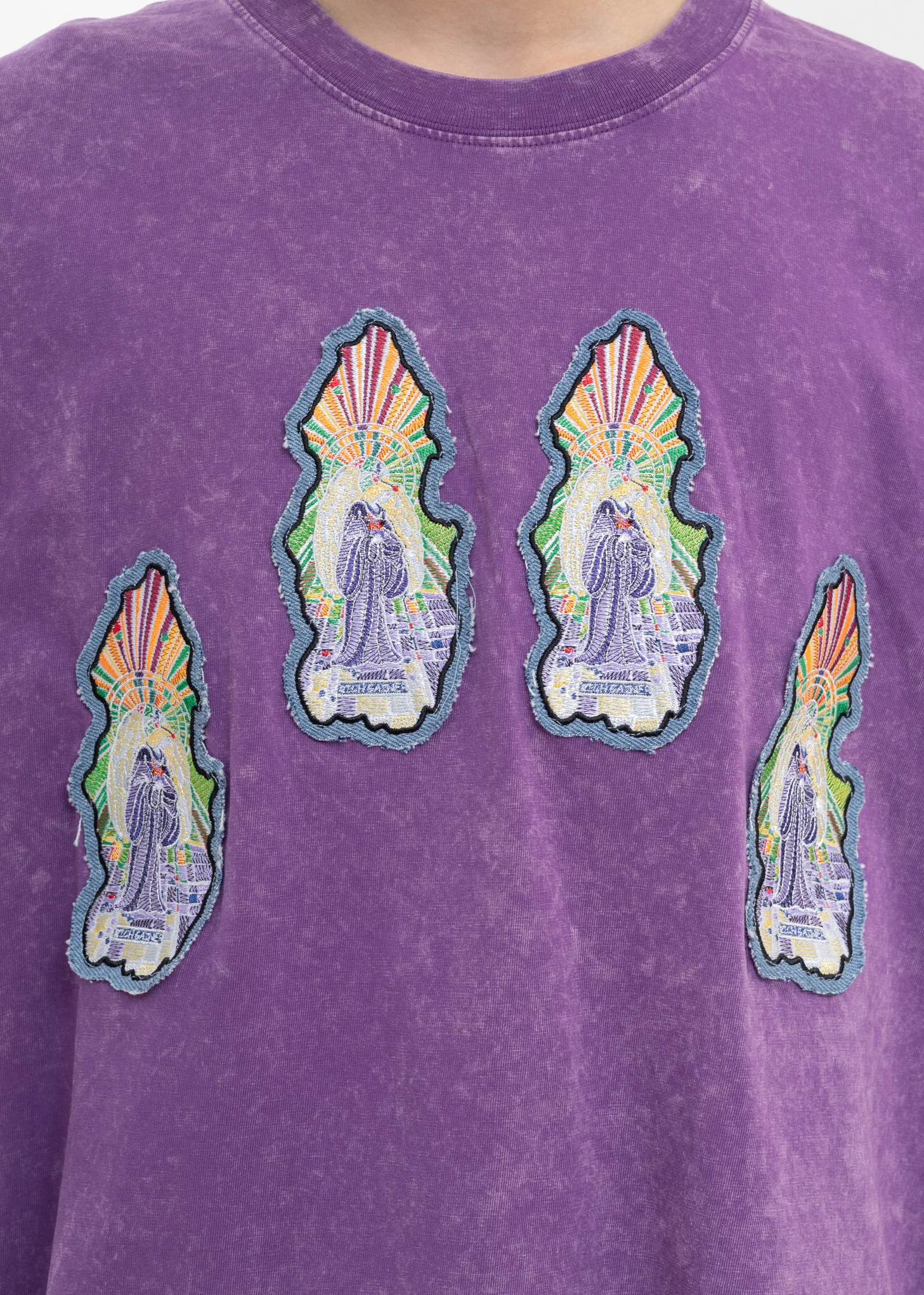 PURPLE EMBROIDERY PATCHWORK T-SHIRT - Image 2