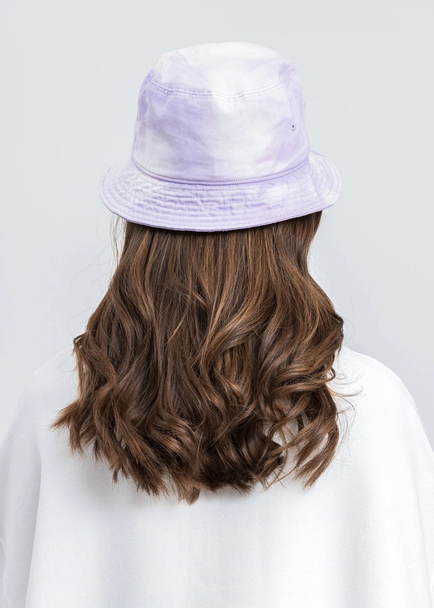 Purple Hand Bleached Iridescent  Logo Embossed Bucket Hat - Image 3