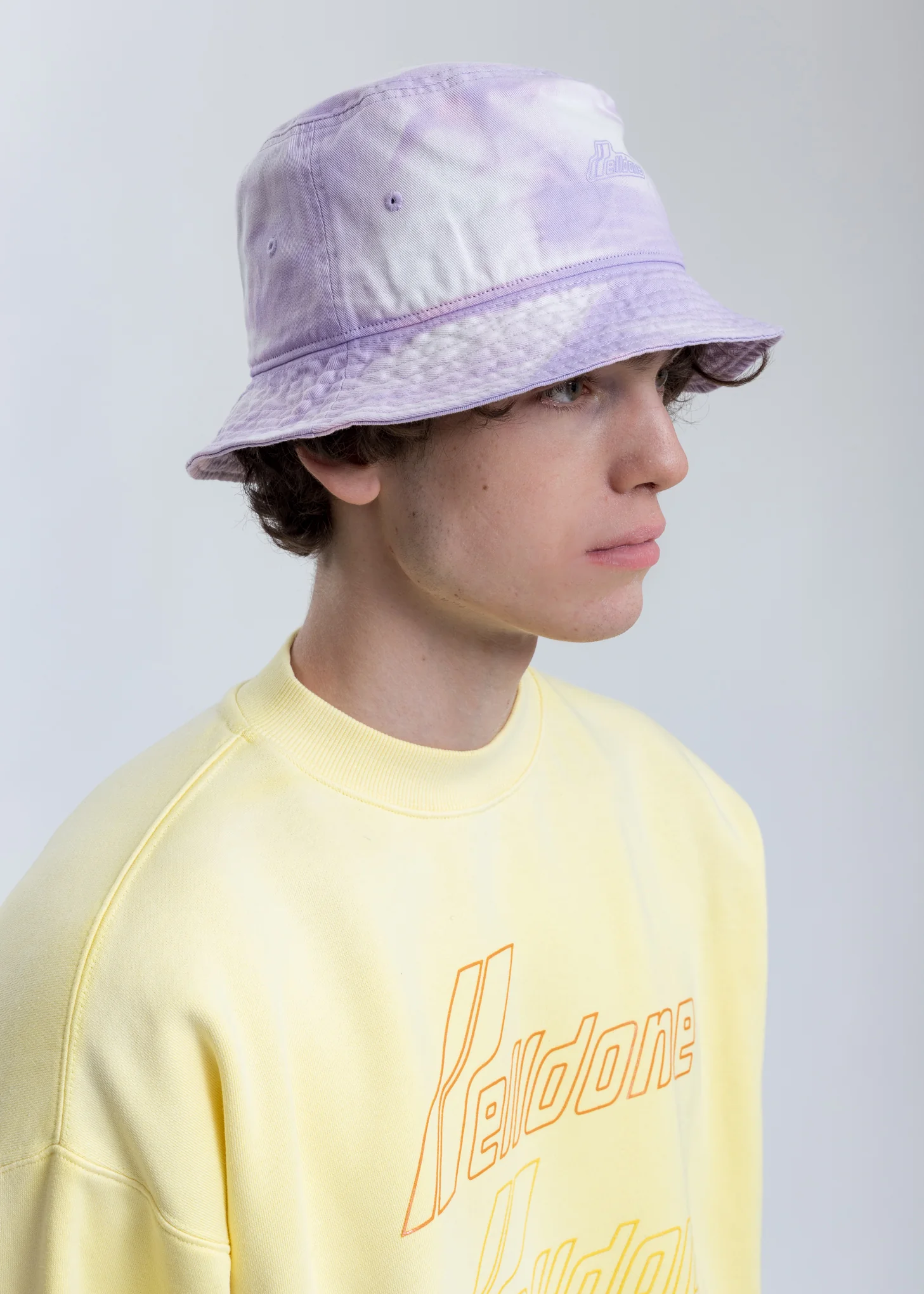 Purple Hand Bleached Iridescent  Logo Embossed Bucket Hat - Image 2