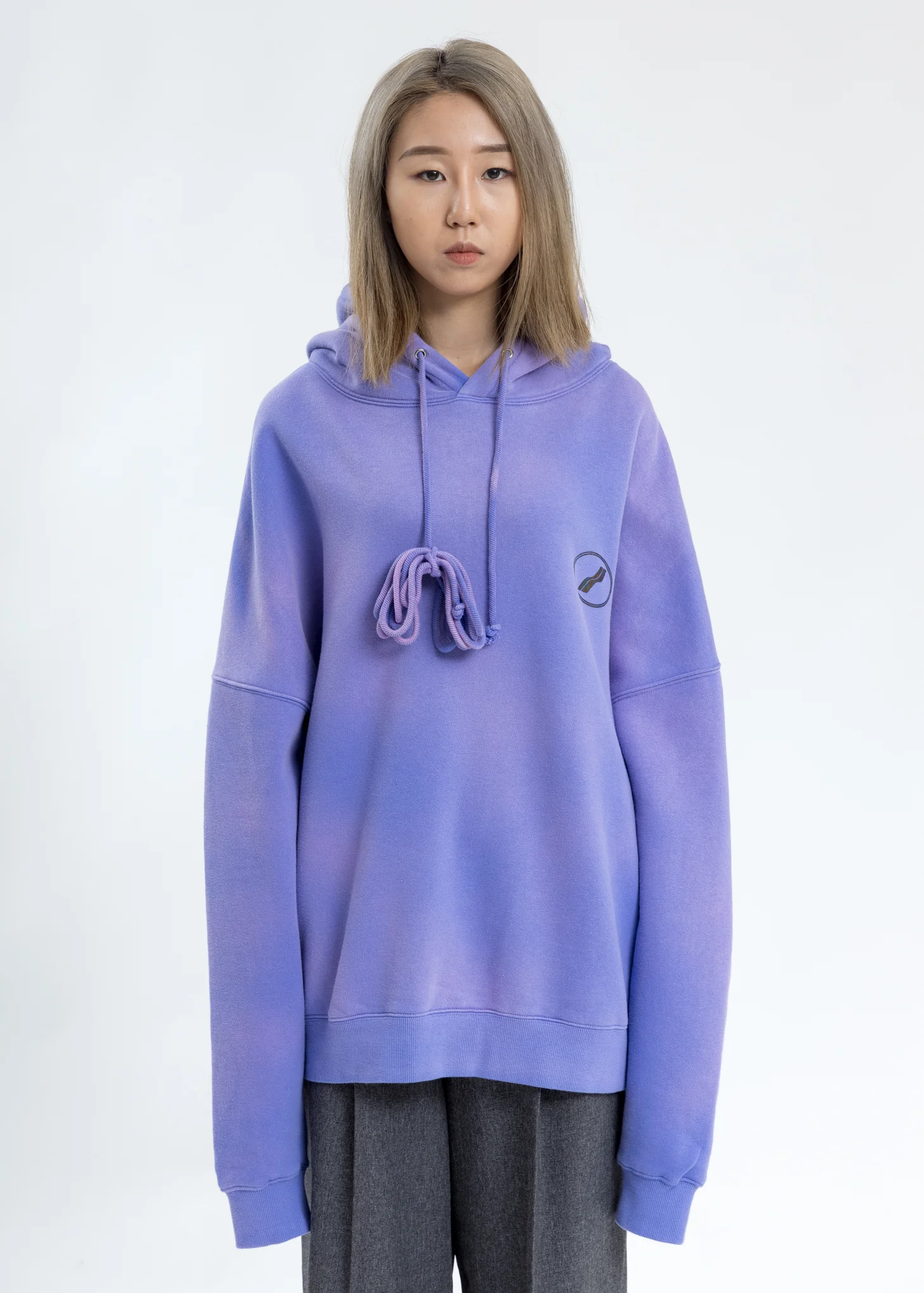 Purple Hand Bleached Iridescent Logo Hoodie