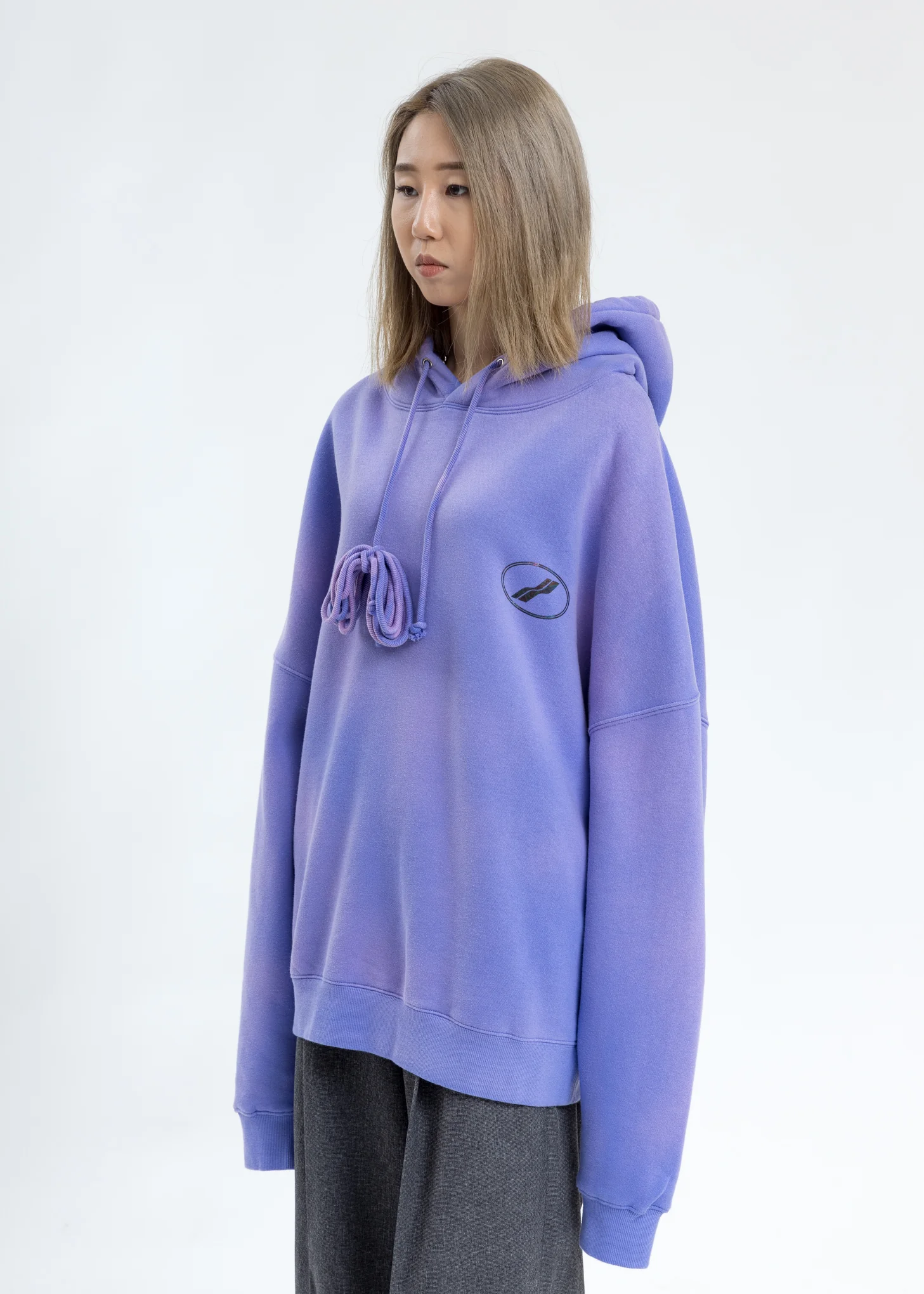 Purple Hand Bleached Iridescent Logo Hoodie - Image 3