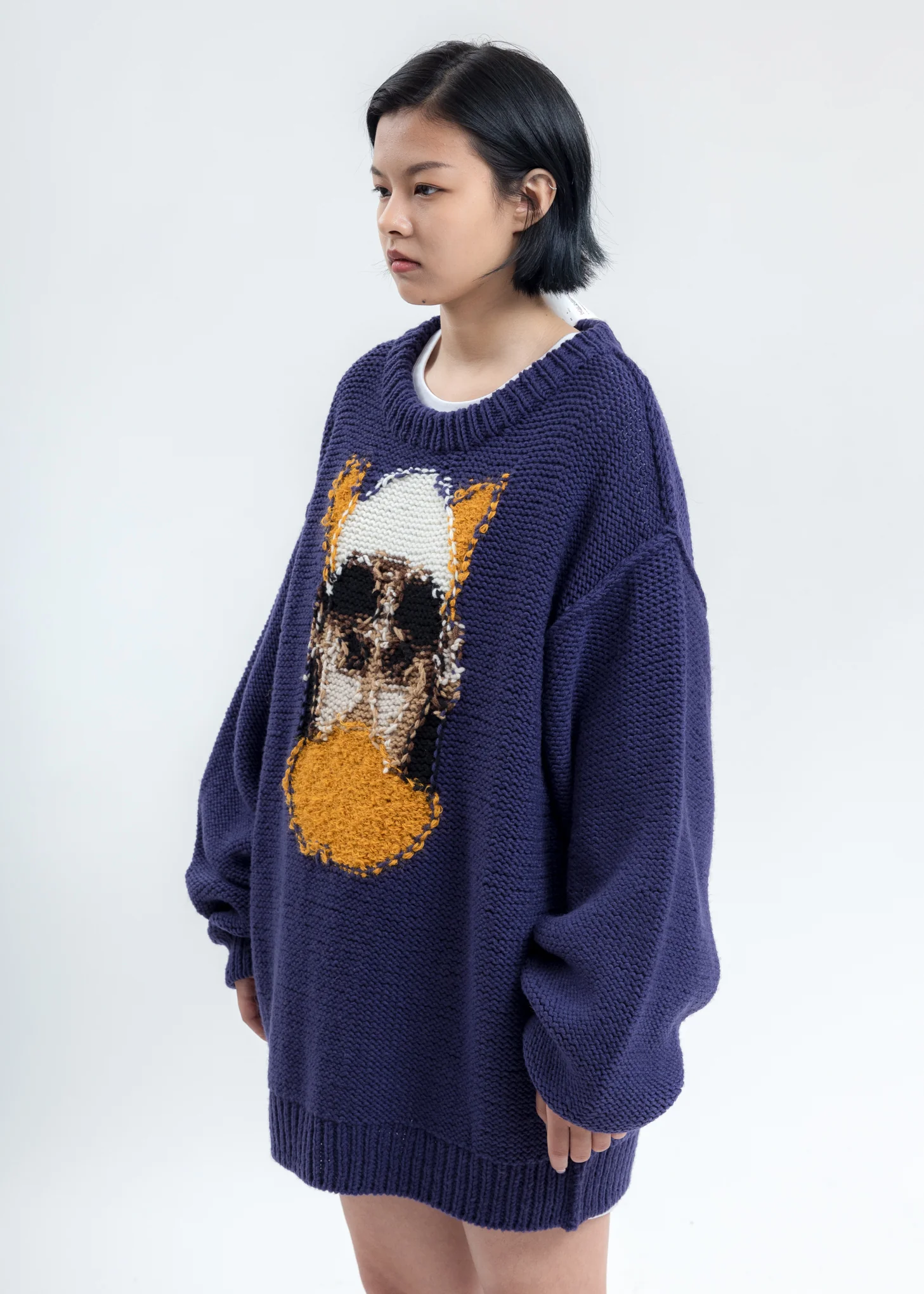 Purple Hand-Knitting Jacquard Pullover - Image 3