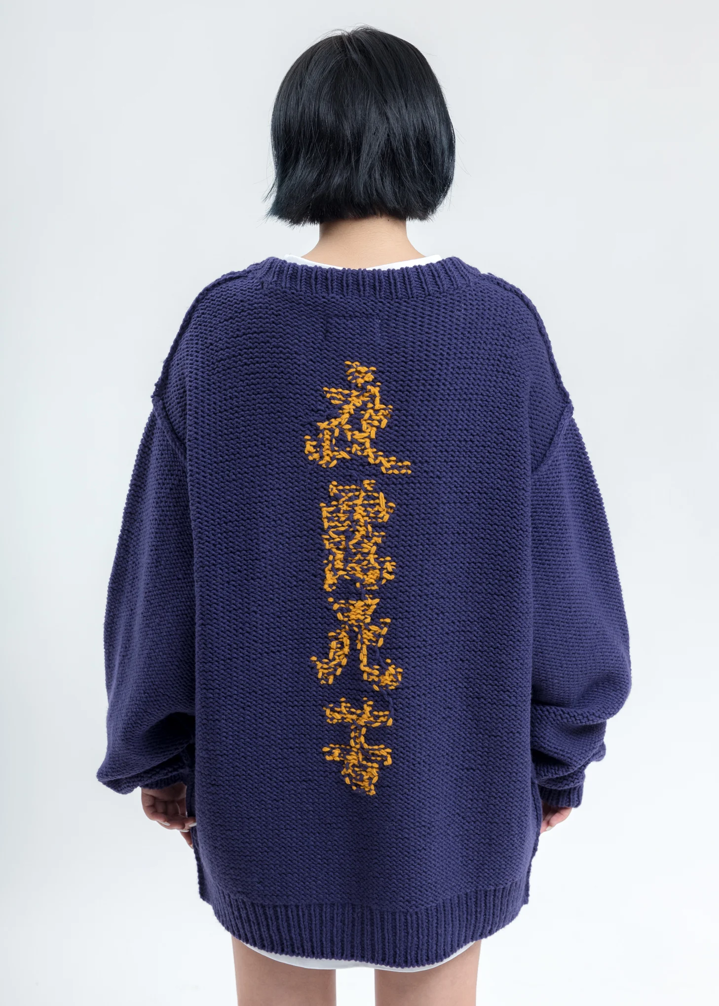 Purple Hand-Knitting Jacquard Pullover - Image 4