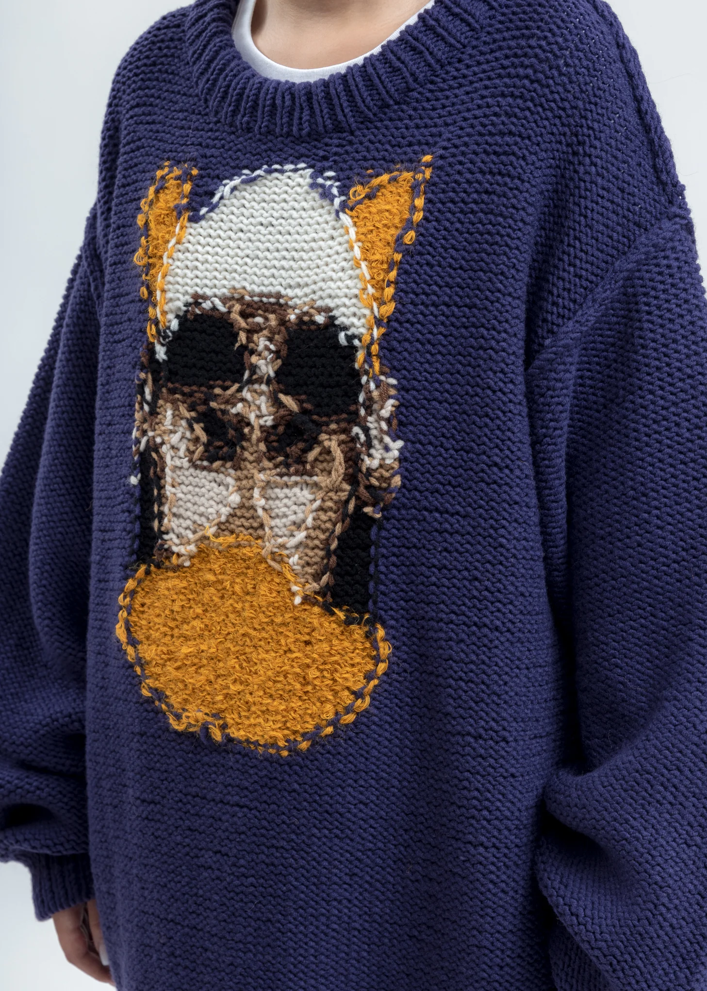 Purple Hand-Knitting Jacquard Pullover - Image 5