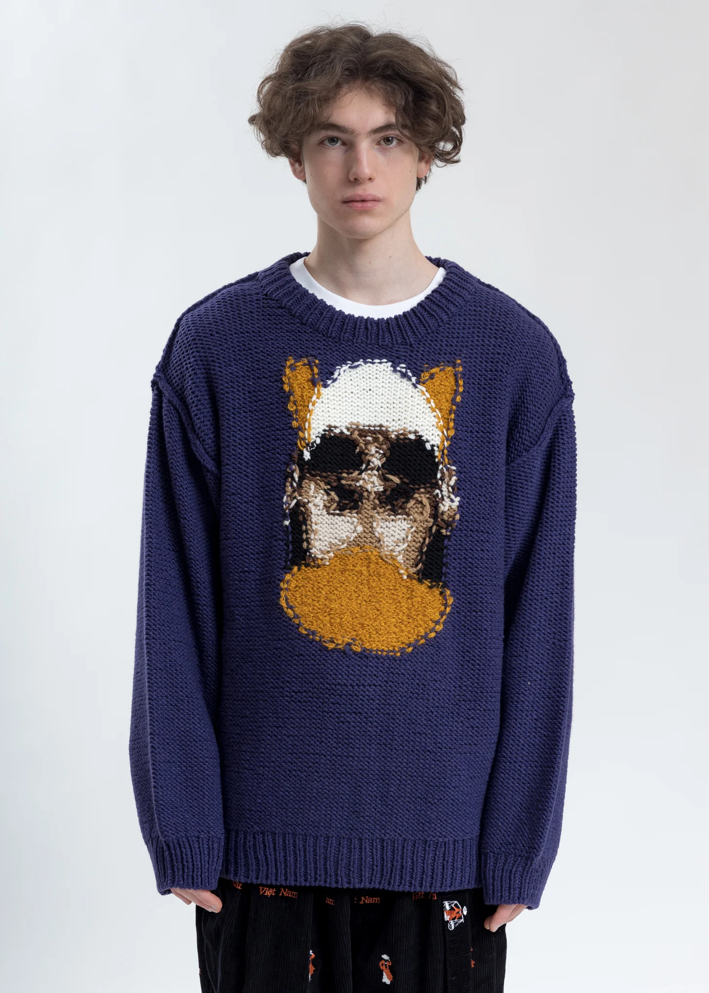 Purple Hand-Knitting Jacquard Pullover - Image 2