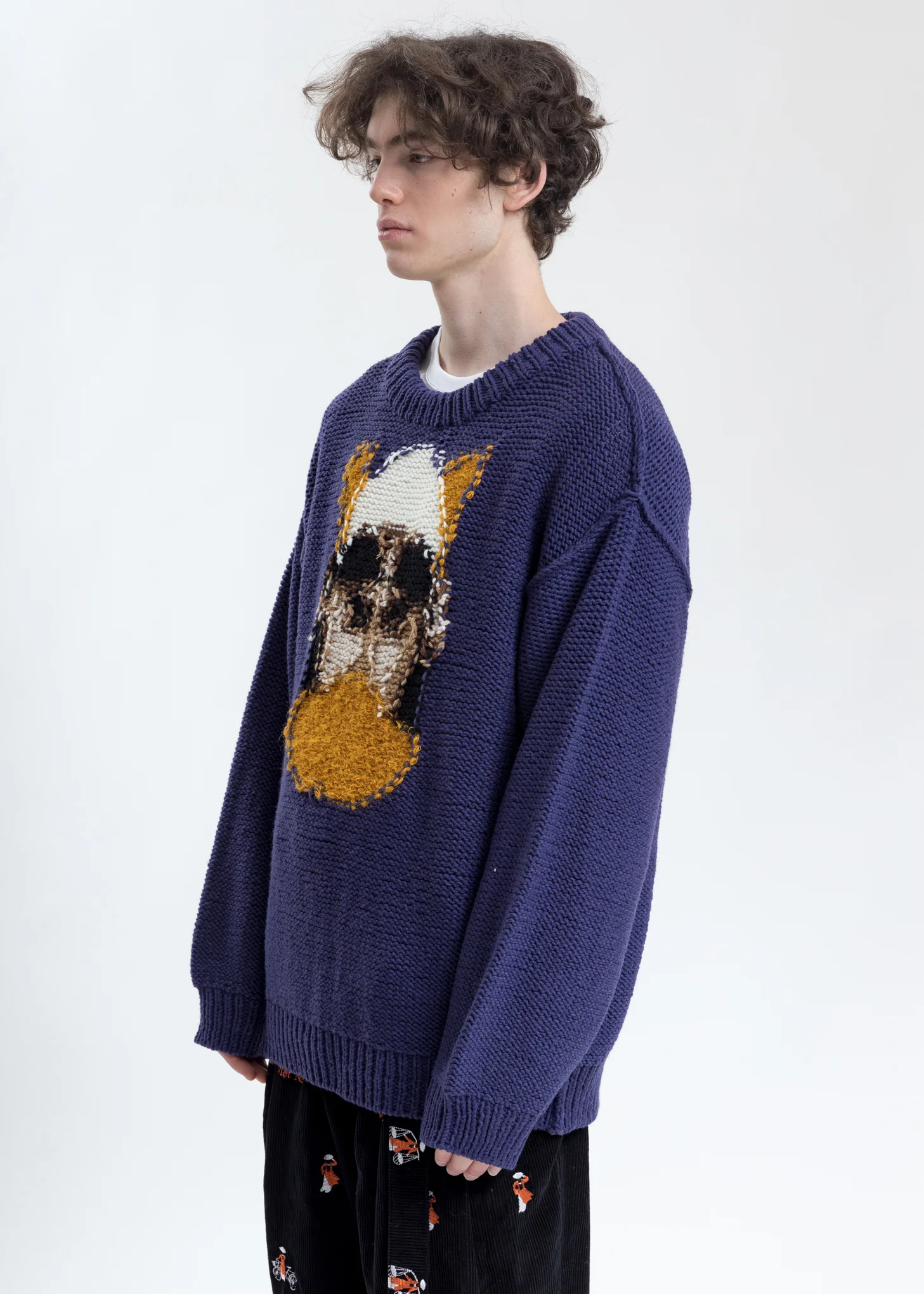 Purple Hand-Knitting Jacquard Pullover - Image 3