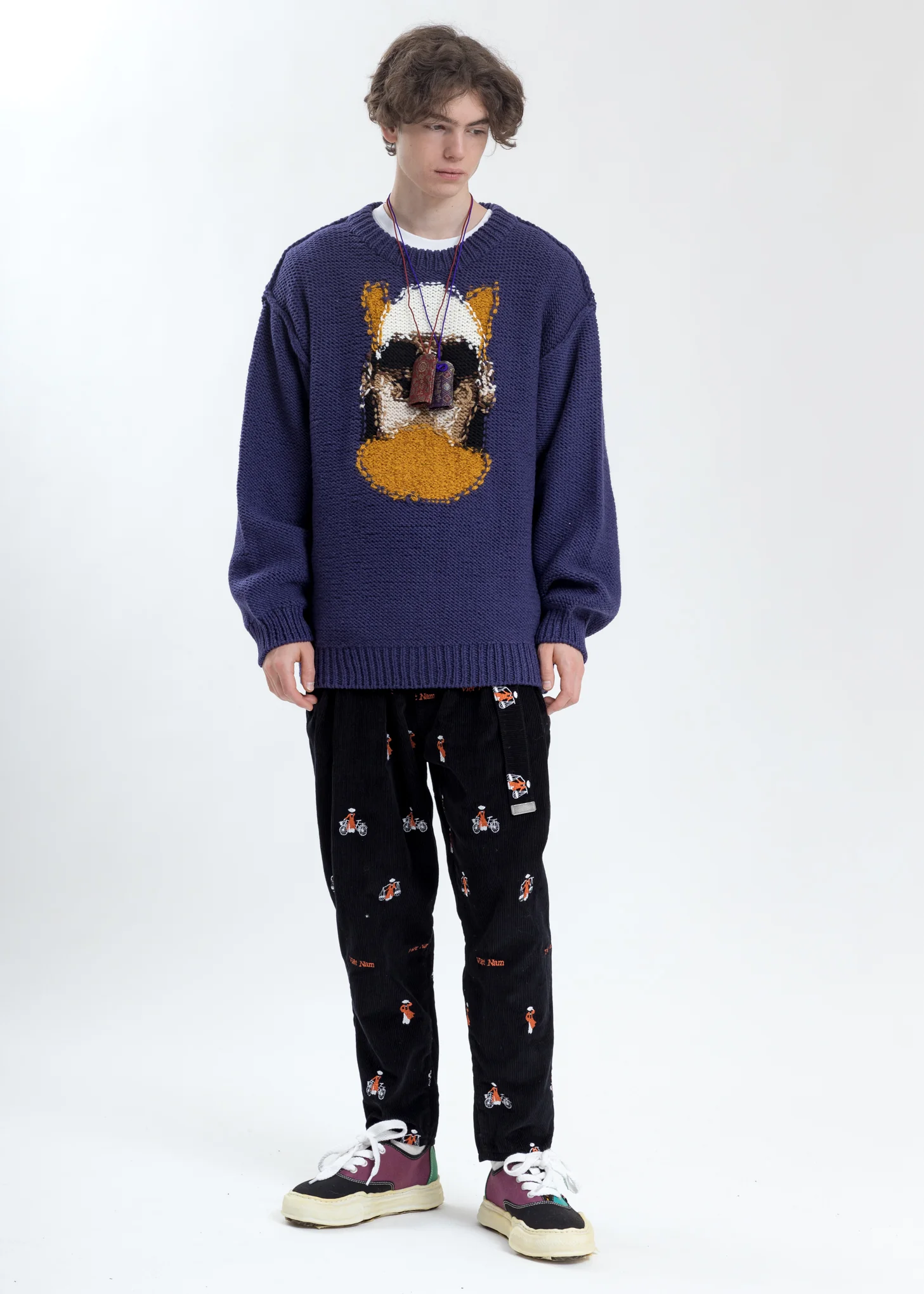 Purple Hand-Knitting Jacquard Pullover - Image 5