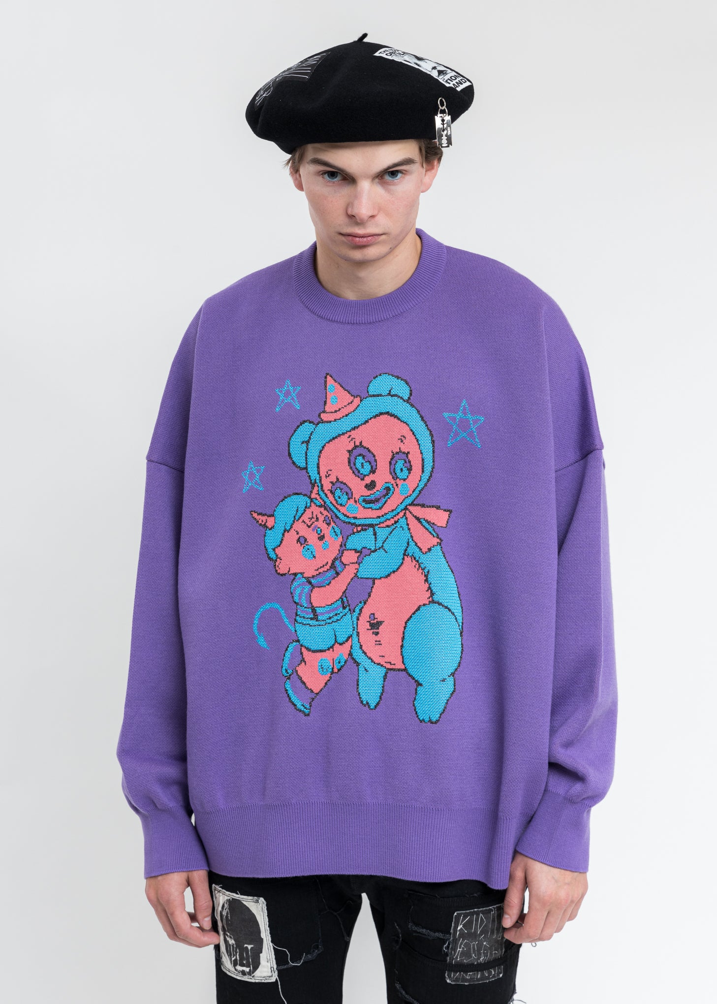 Purple Hell Boy Knit Pullover Sweater