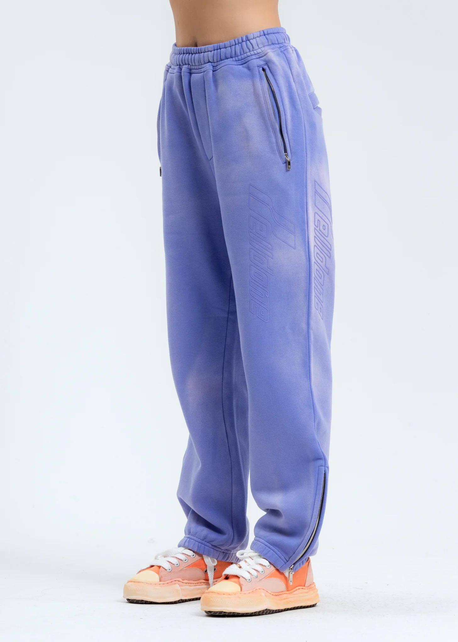 Purple Iridescent Hand-Bleached Zip Lounge Pants - Image 2