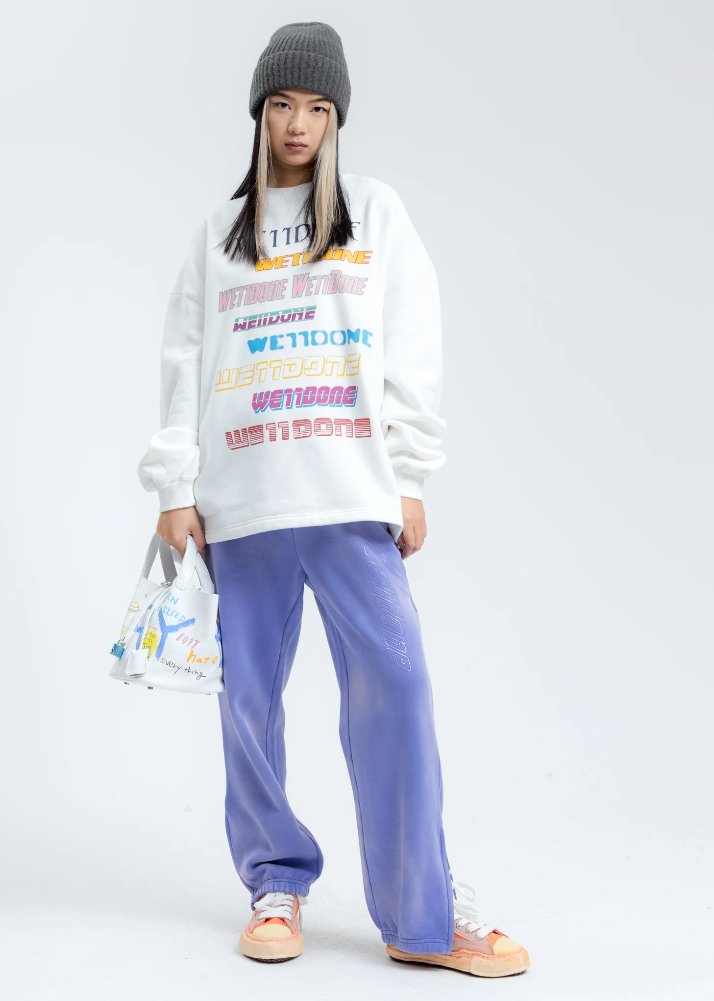 Purple Iridescent Hand-Bleached Zip Lounge Pants - Image 6