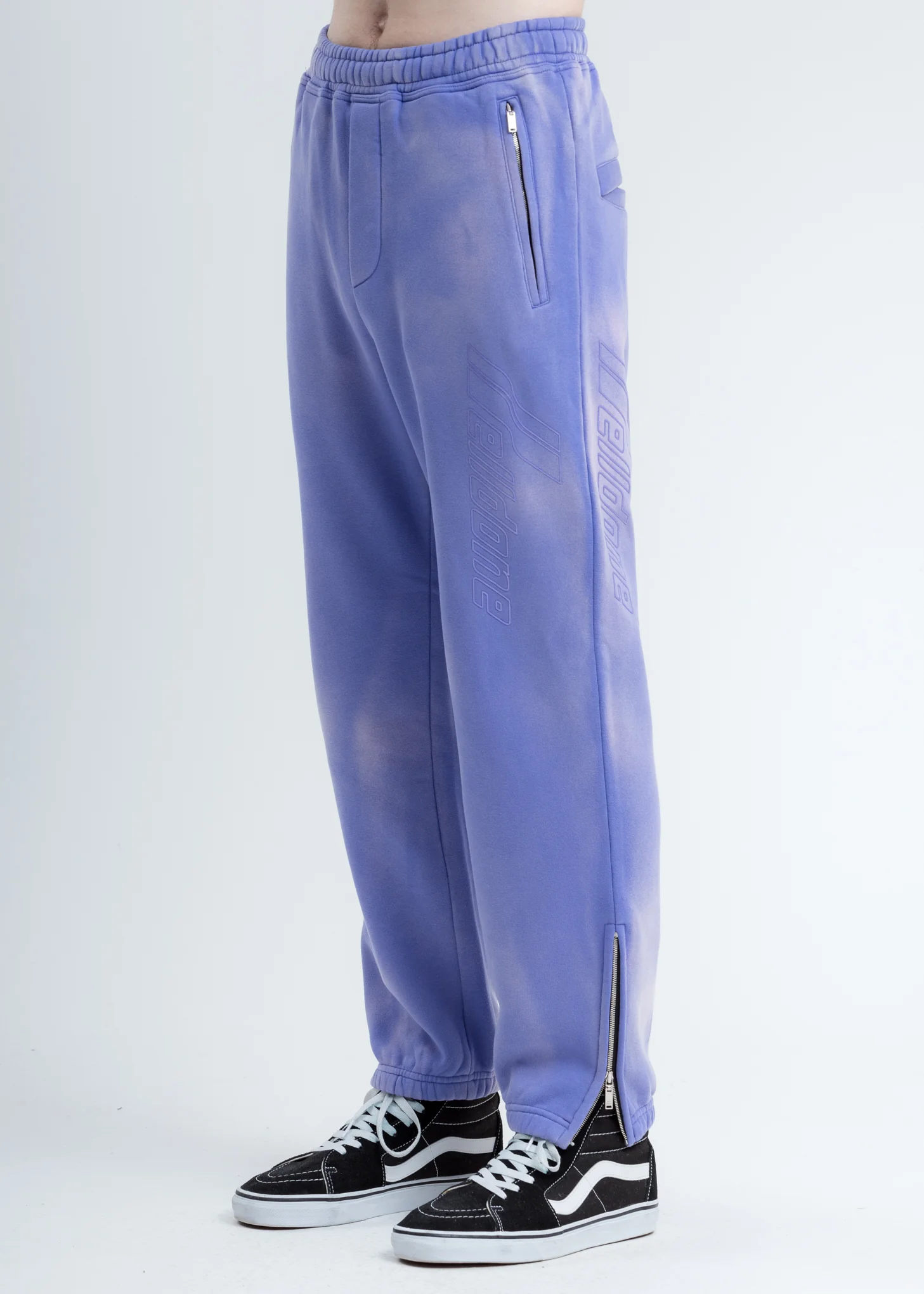 Purple Iridescent Hand-Bleached Zip Lounge Pants - Image 3