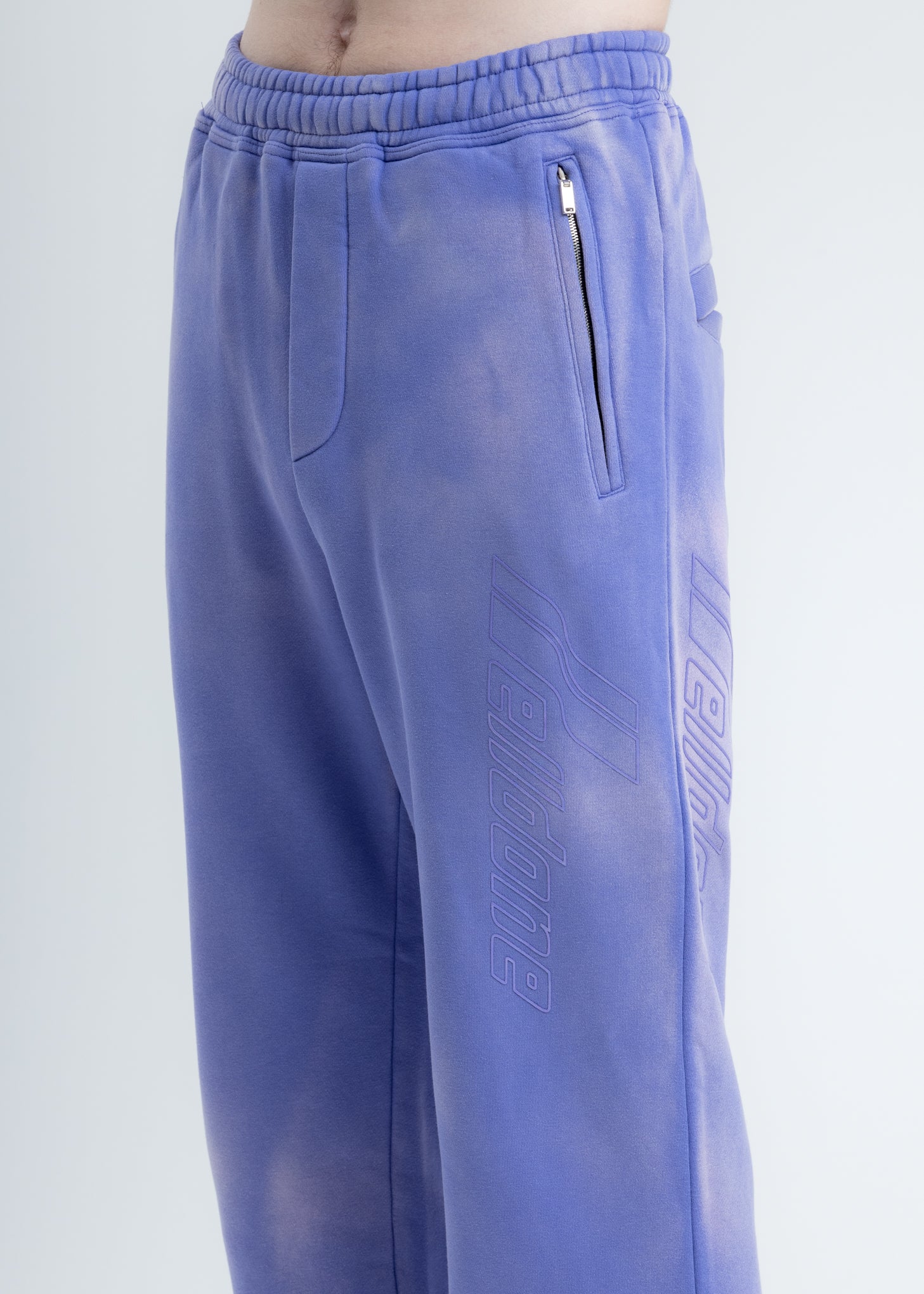 Purple Iridescent Hand-Bleached Zip Lounge Pants - Image 4