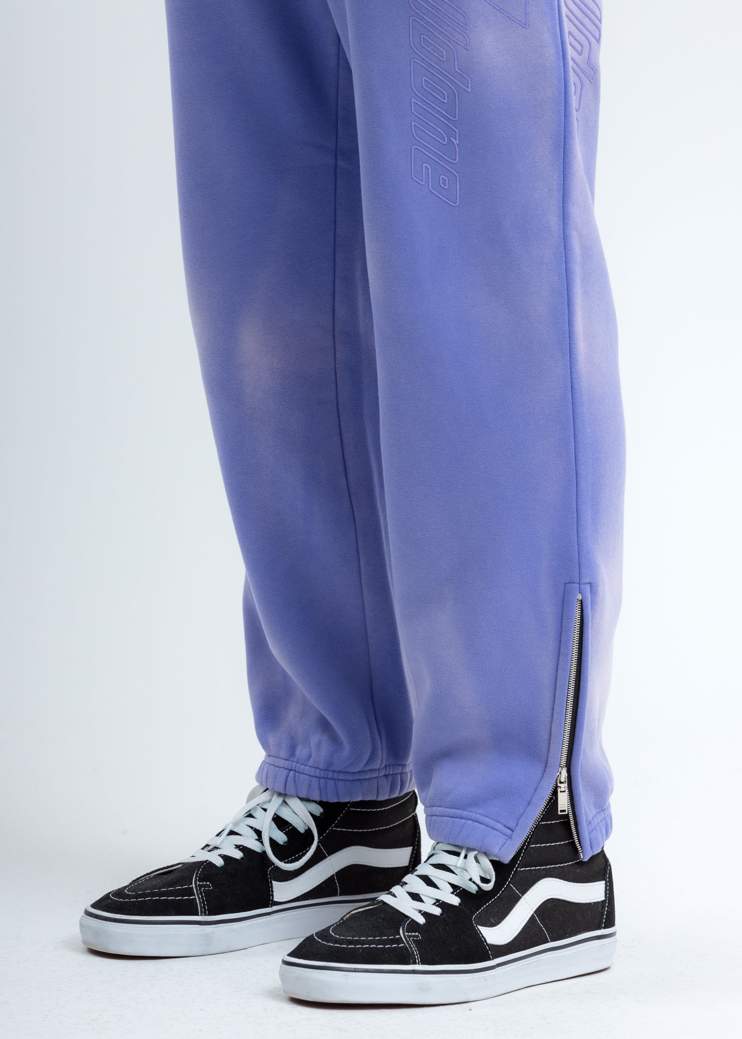Purple Iridescent Hand-Bleached Zip Lounge Pants - Image 5