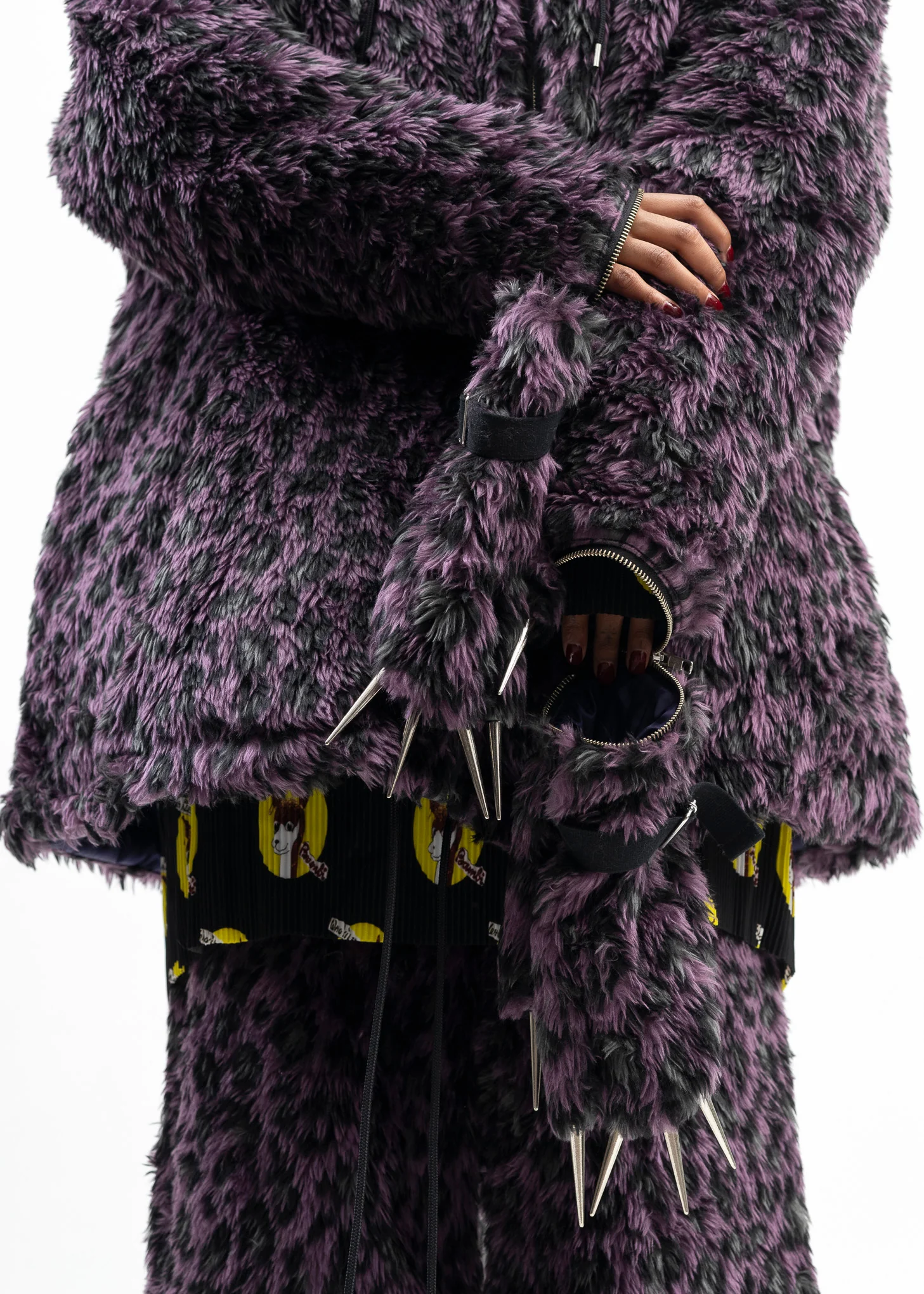 PURPLE LEOPARD FAUX-FUR DEVIL JACKET - Image 4
