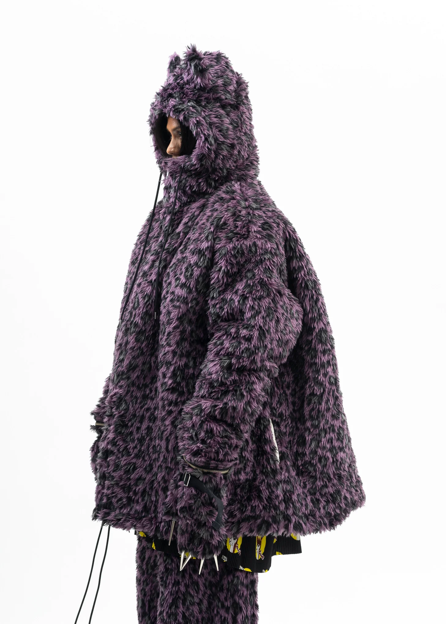 PURPLE LEOPARD FAUX-FUR DEVIL JACKET - Image 5