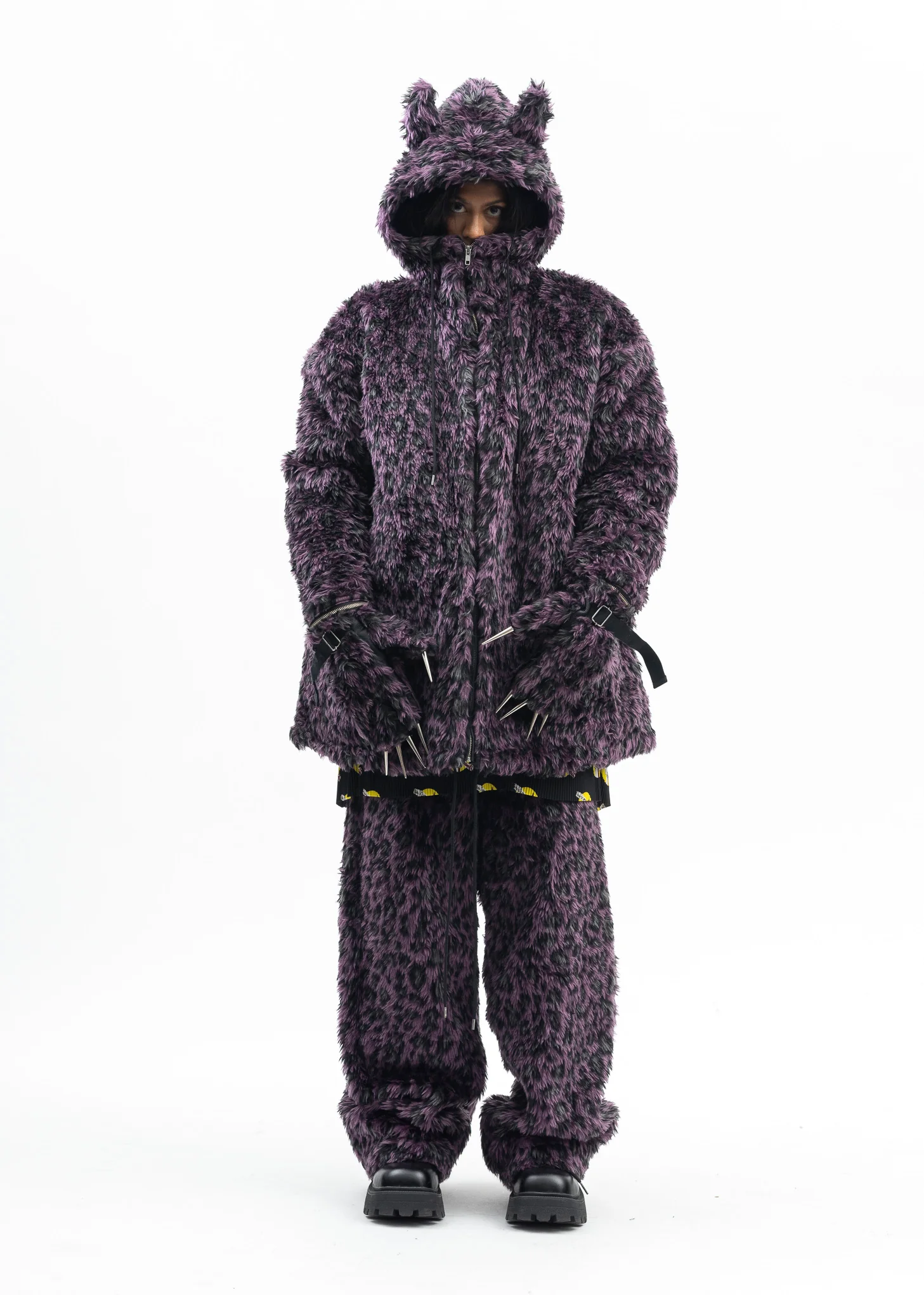 PURPLE LEOPARD FAUX-FUR DEVIL JACKET - Image 8