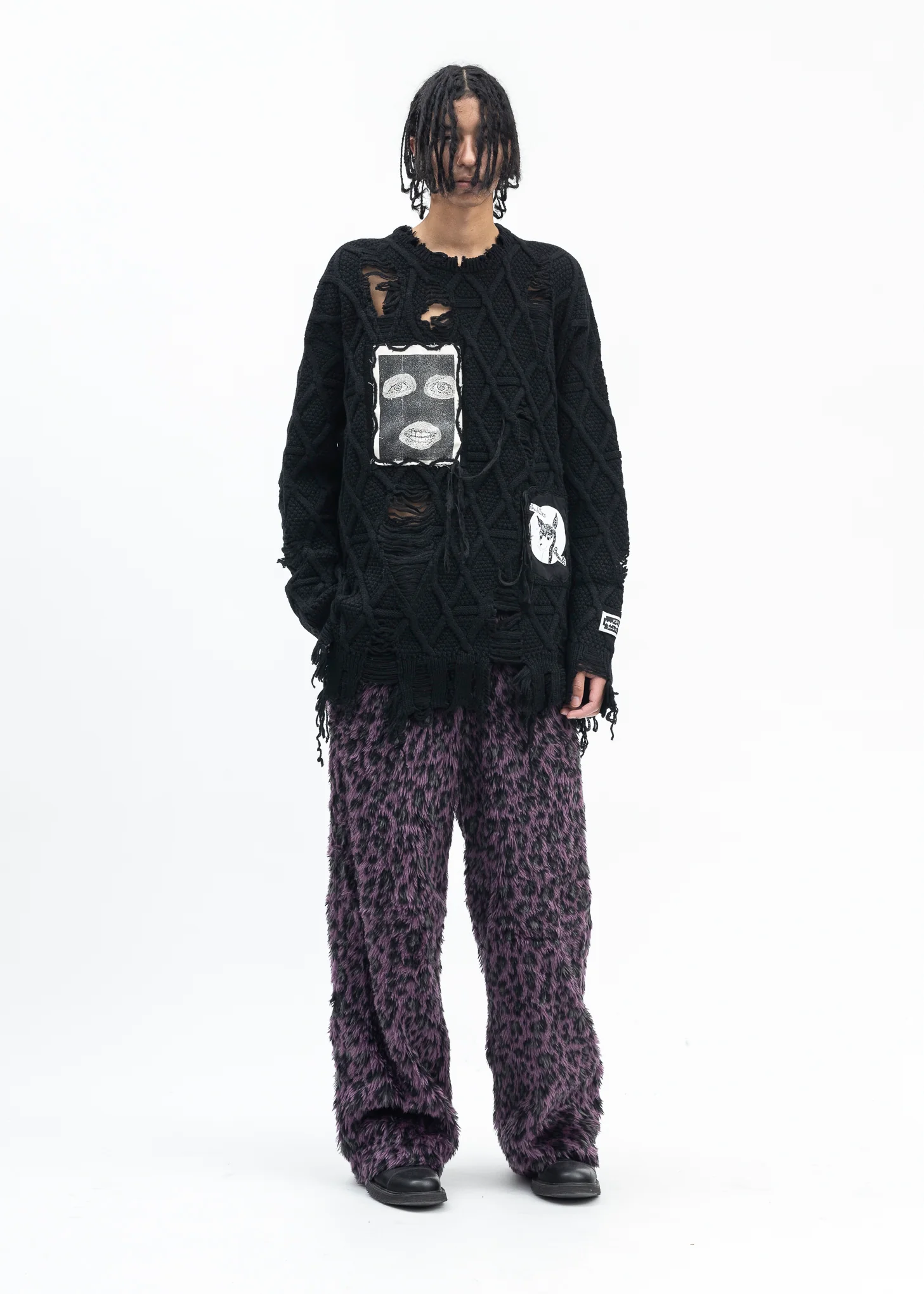 PURPLE LEOPARD FAUX-FUR DEVIL PANTS - Image 6