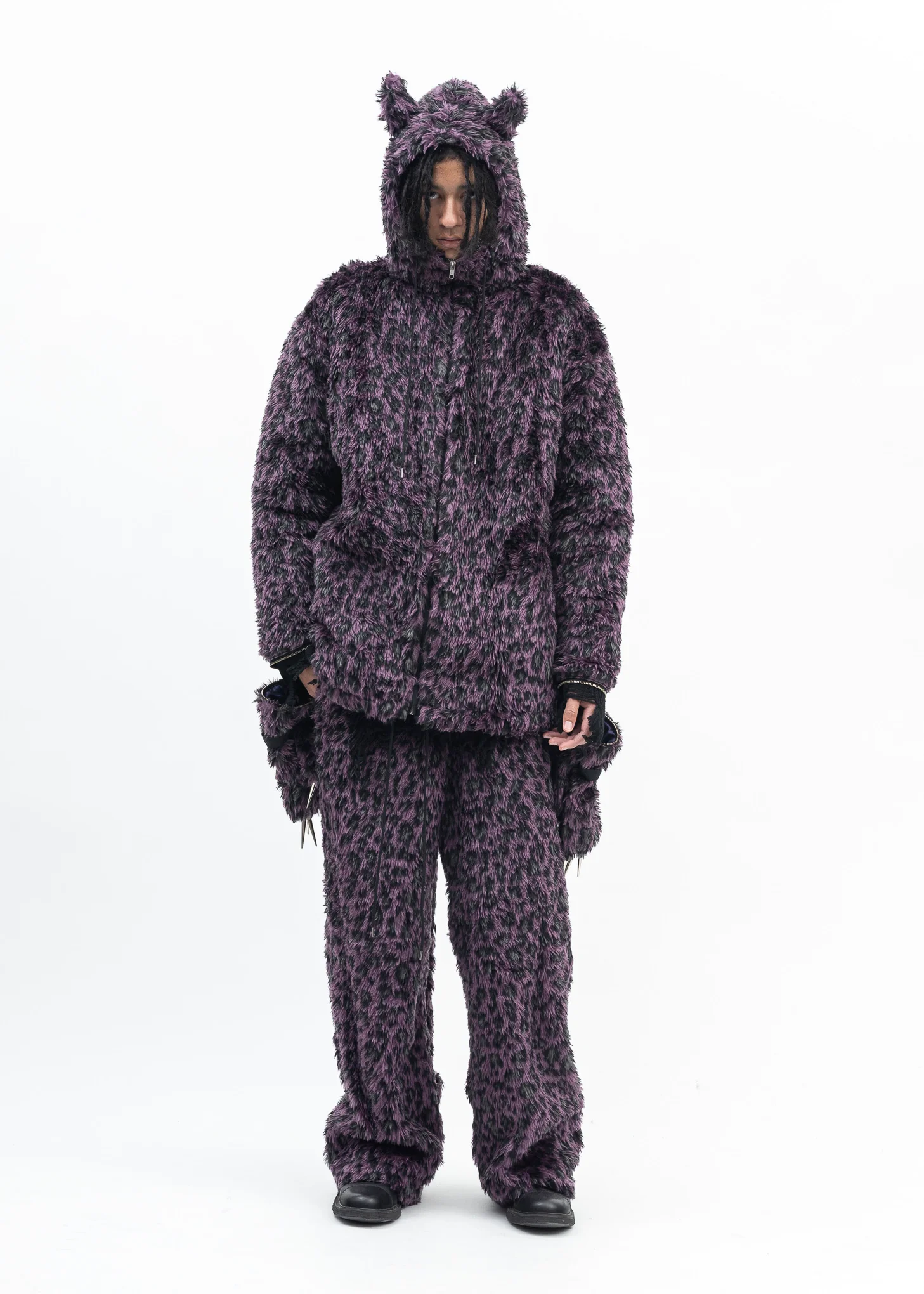 PURPLE LEOPARD FAUX-FUR DEVIL PANTS - Image 8