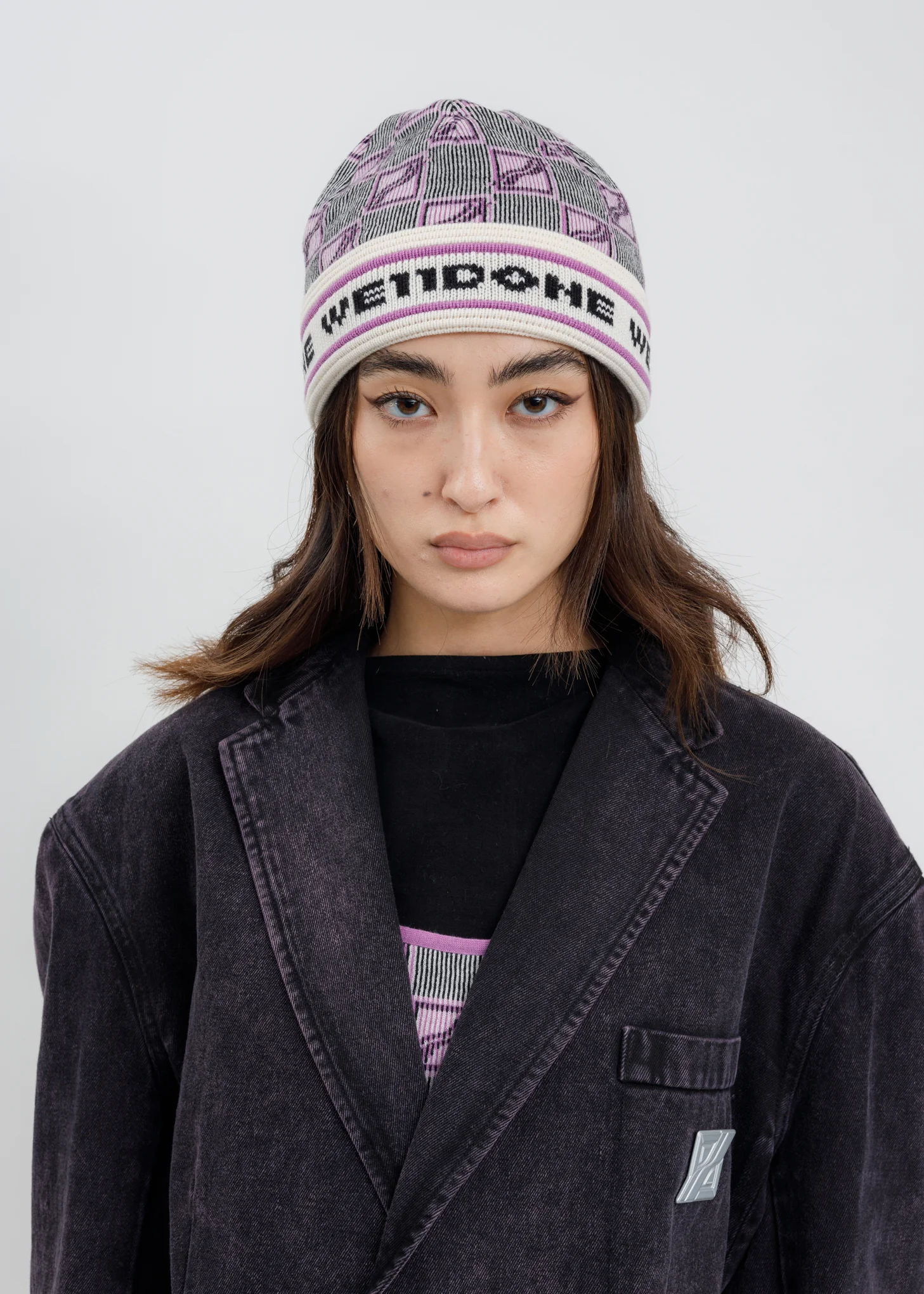 Purple Logo All Over Short Beanie - Image 3