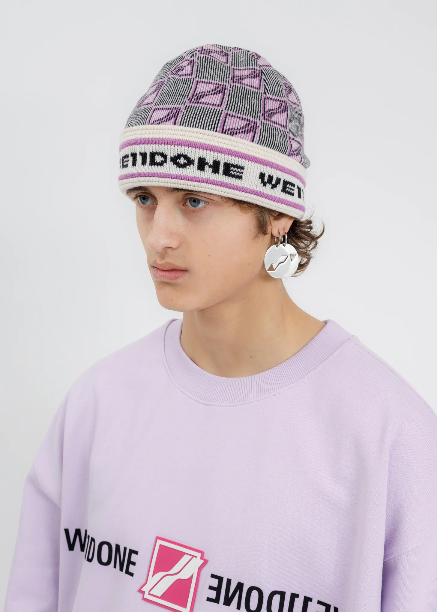Purple Logo All Over Short Beanie