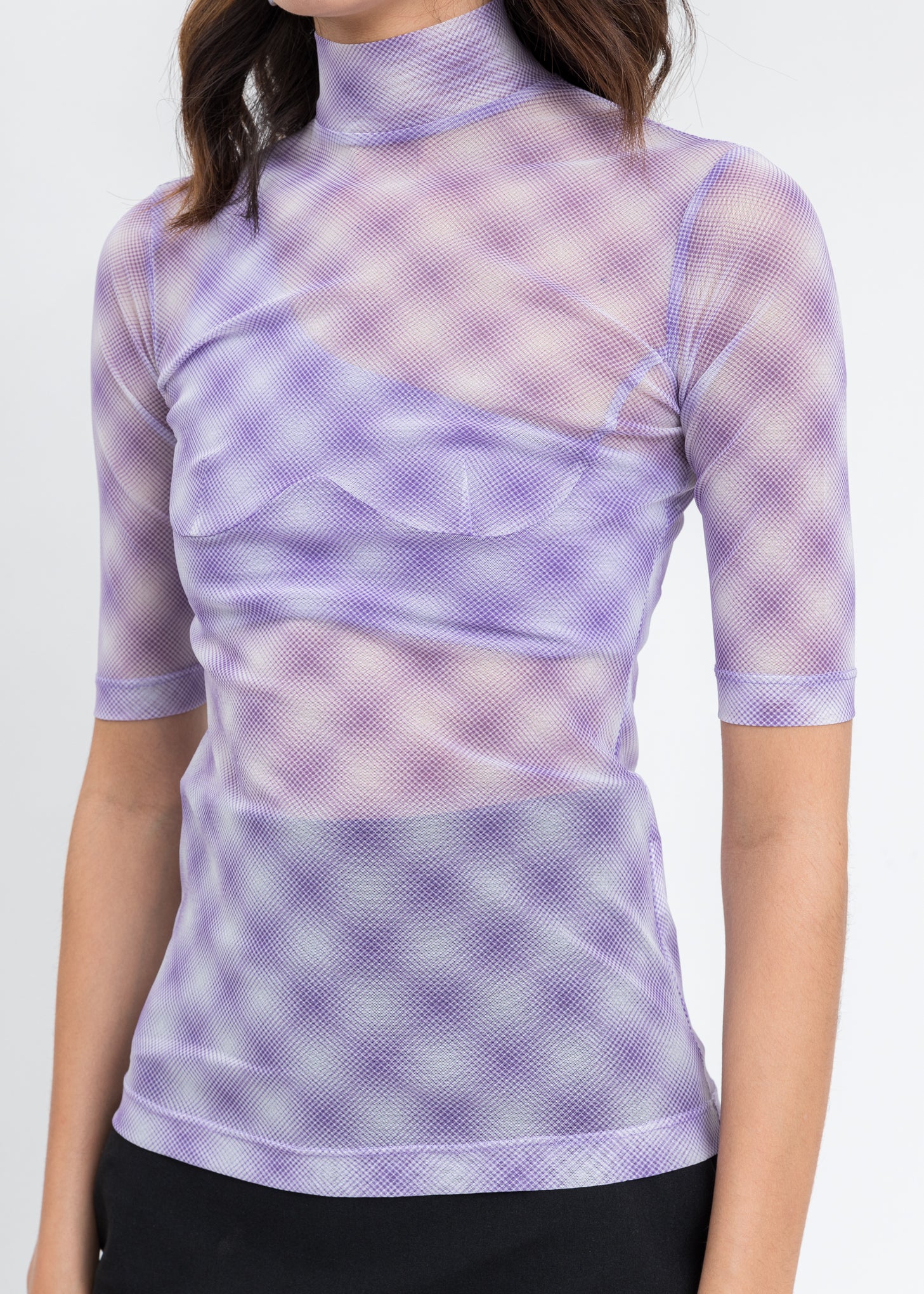 Purple Mesh Check Top - Image 6