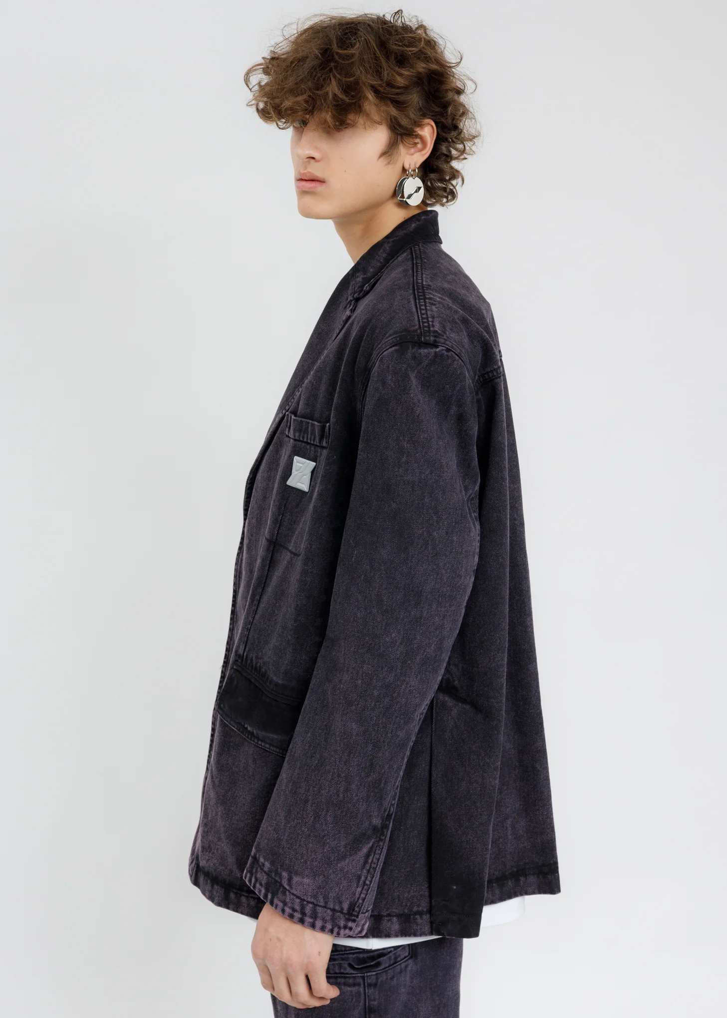 Purple Over Sized Denim Blazer - Image 2