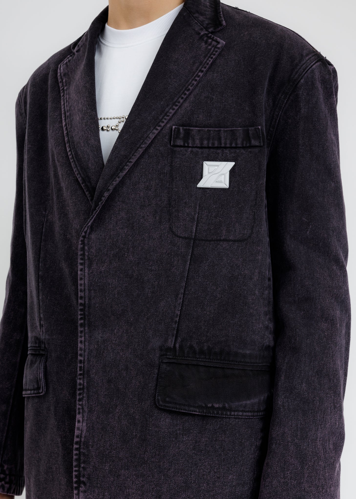Purple Over Sized Denim Blazer - Image 5