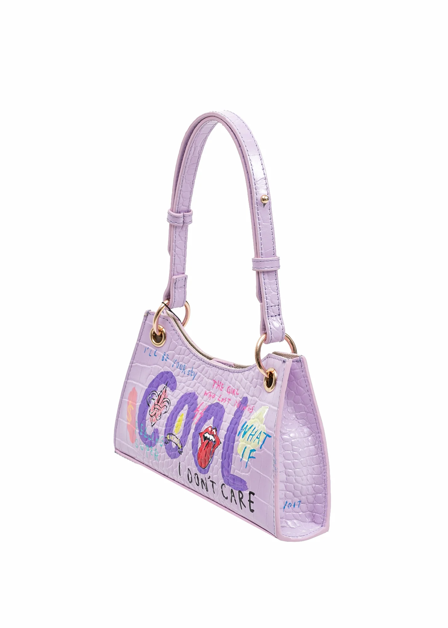 Purple Paint Minny Leather Bag -Rolling Stone - Image 3