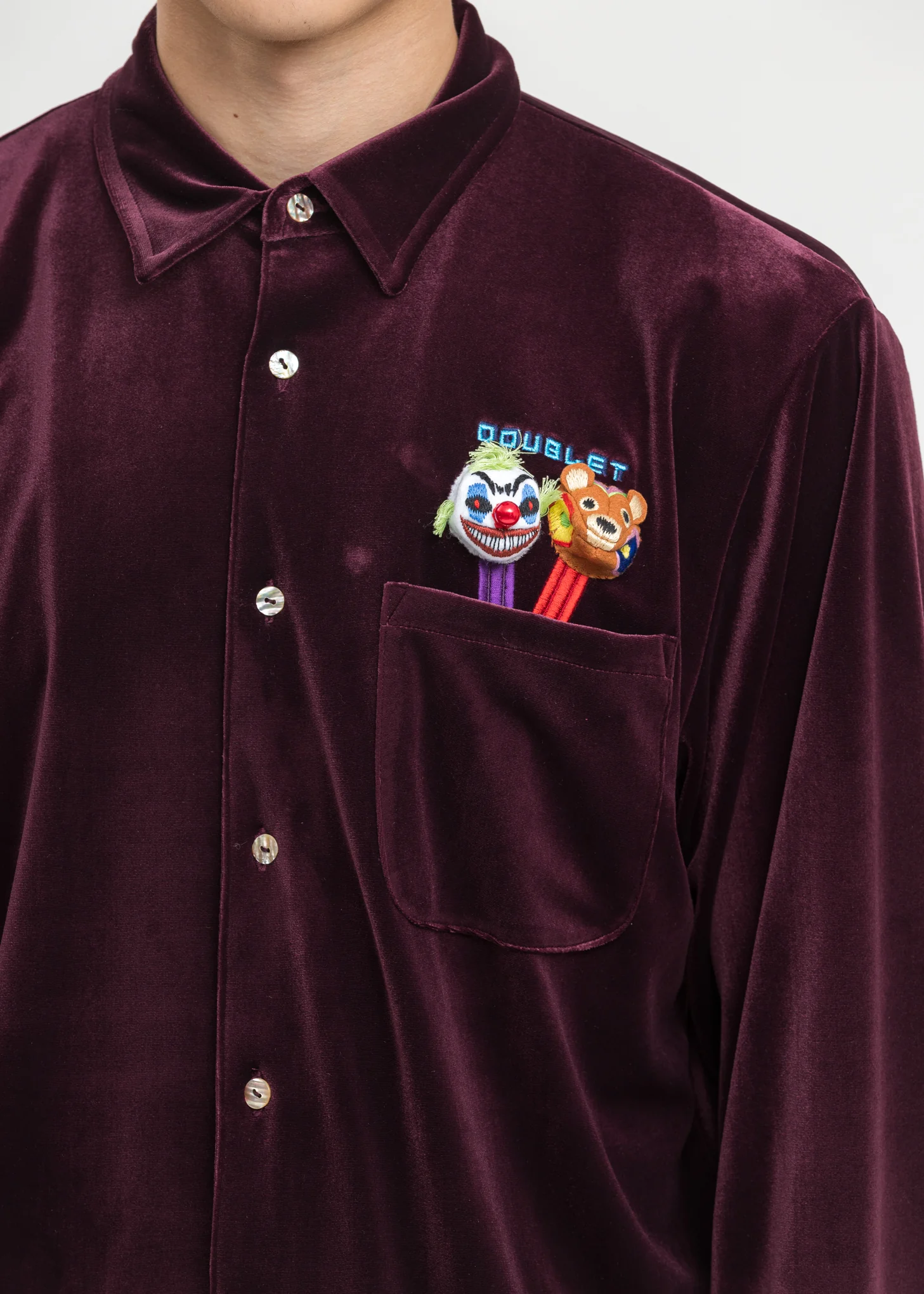Purple Puppet Embroidery Velour Shirts - Image 2