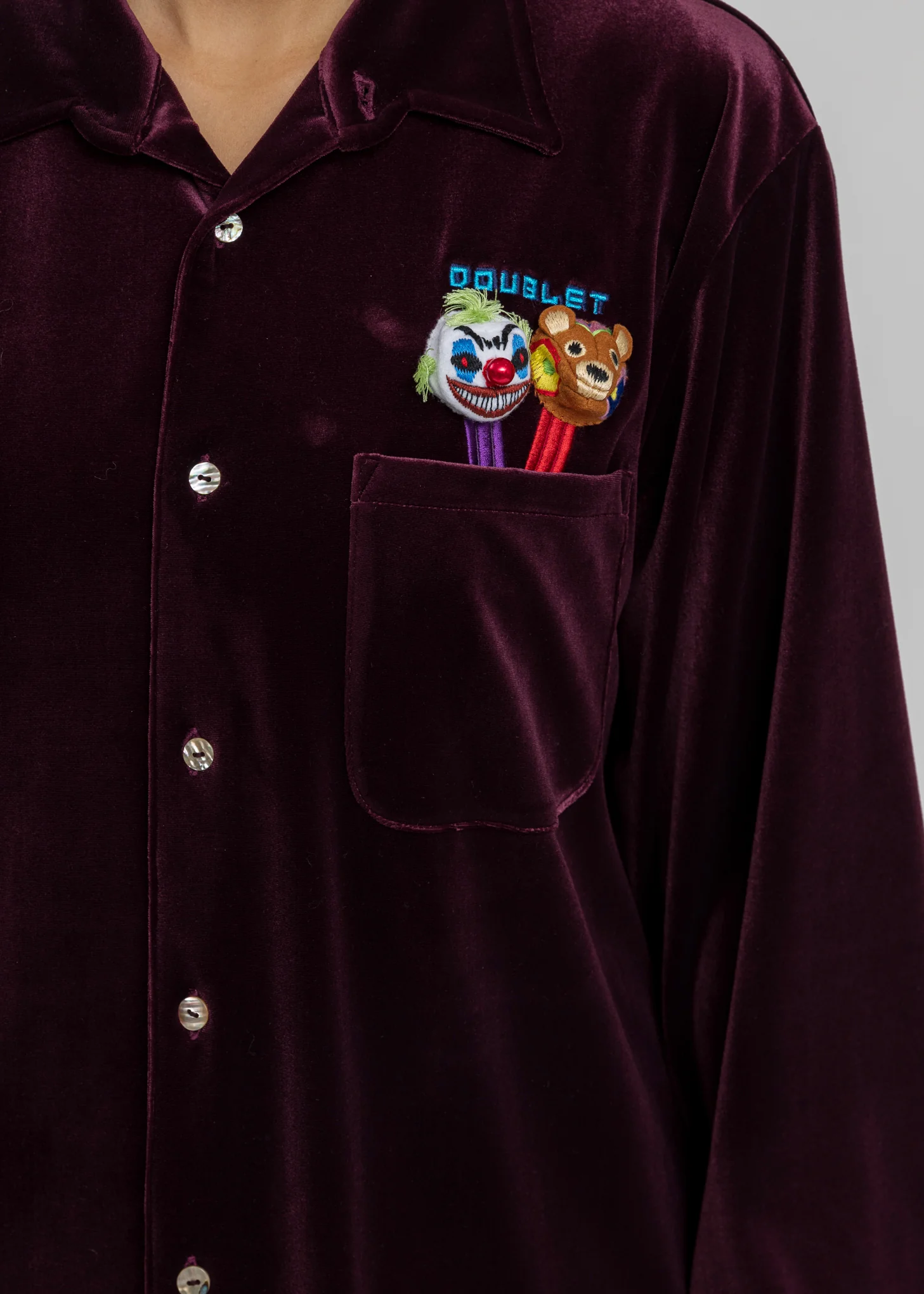 Purple Puppet Embroidery Velour Shirts - Image 2