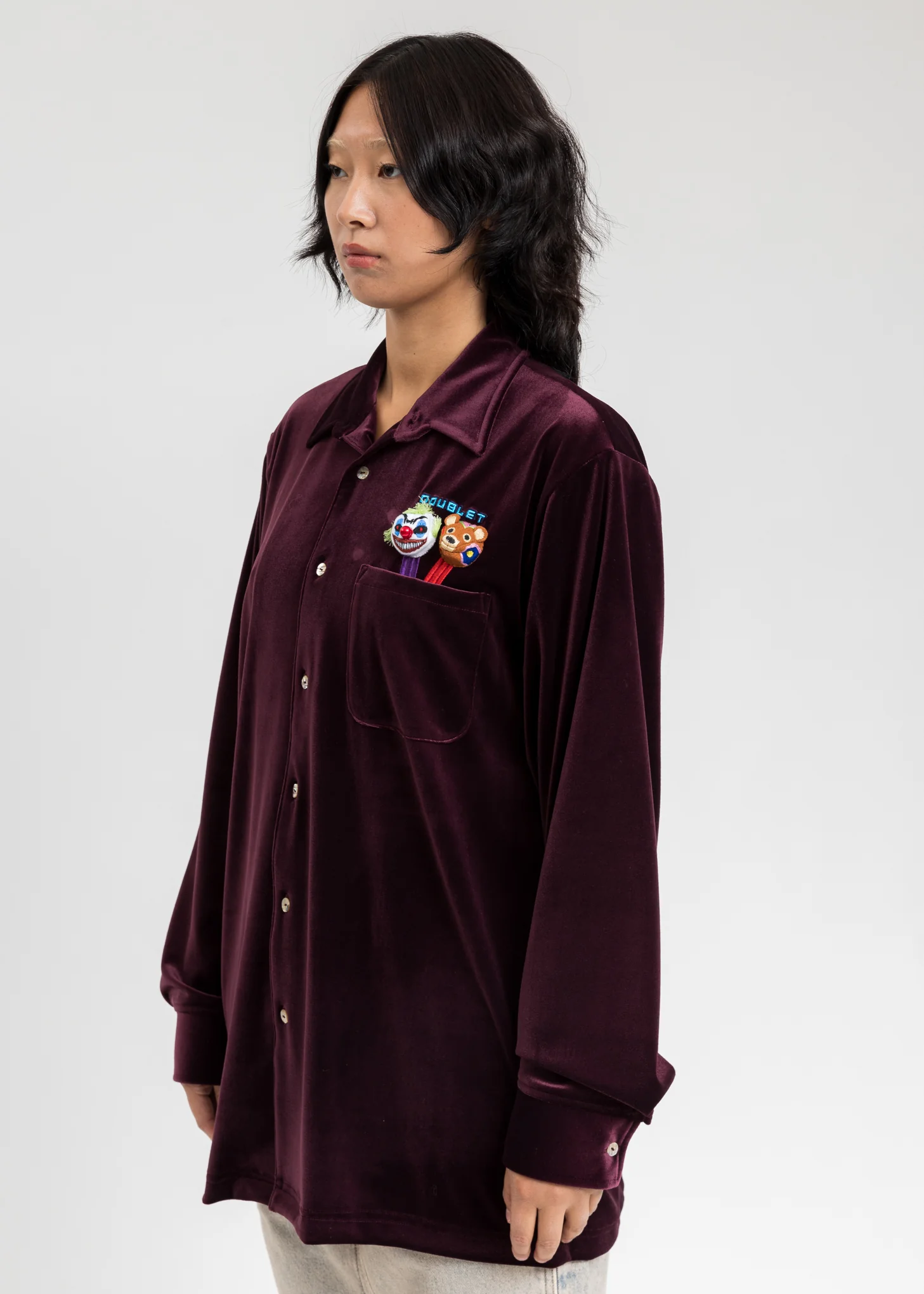 Purple Puppet Embroidery Velour Shirts - Image 4