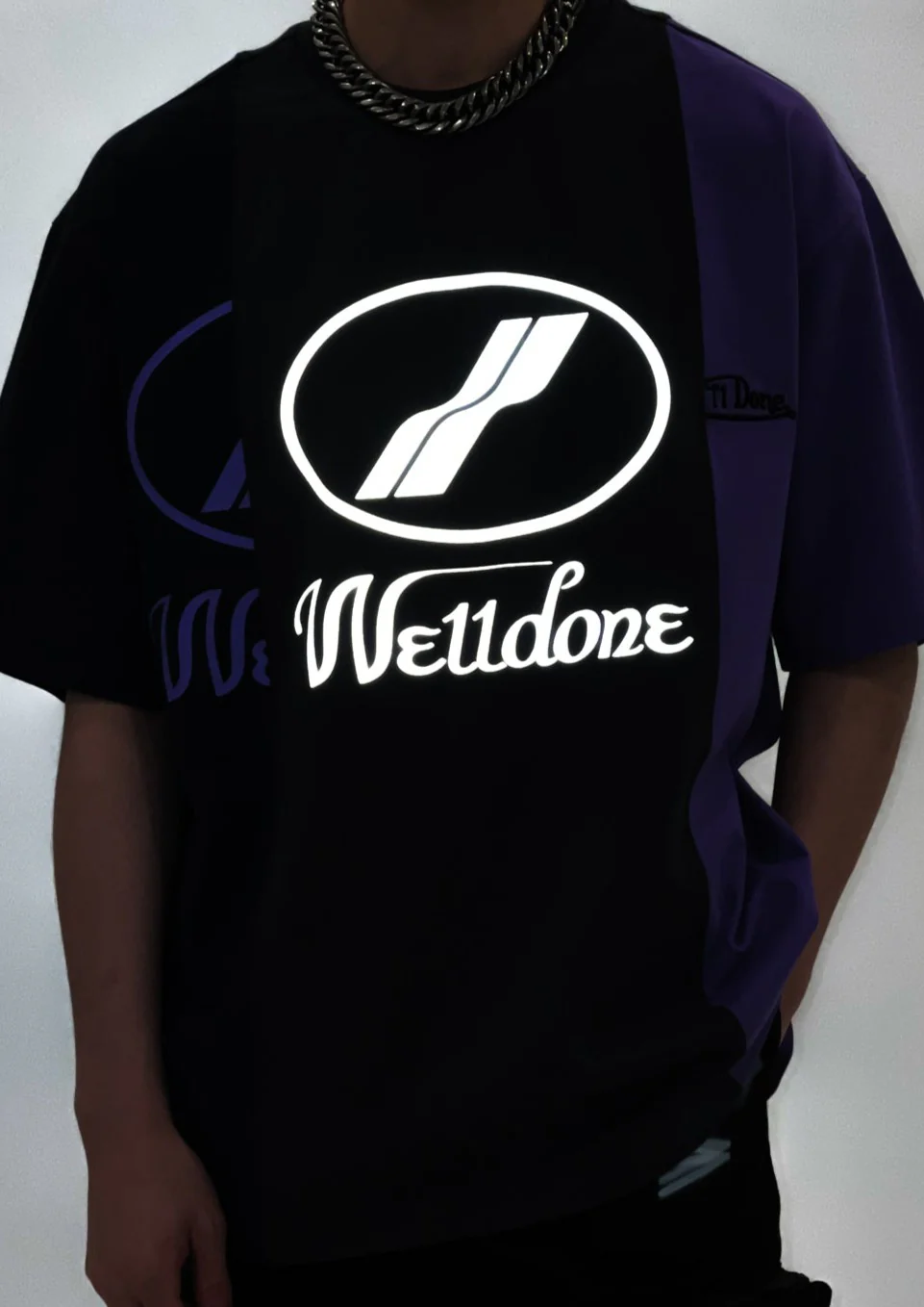 PURPLE REMAKE 3 PANEL REFLECTIVE LOGO T-SHIRT - Image 2