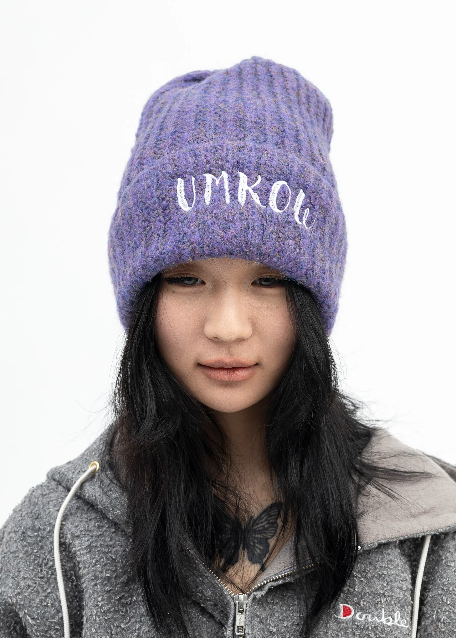 Purple Ribbed Logo Beanie - Image 2