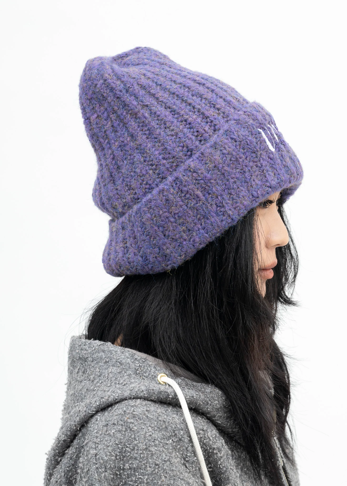 Purple Ribbed Logo Beanie - Image 3