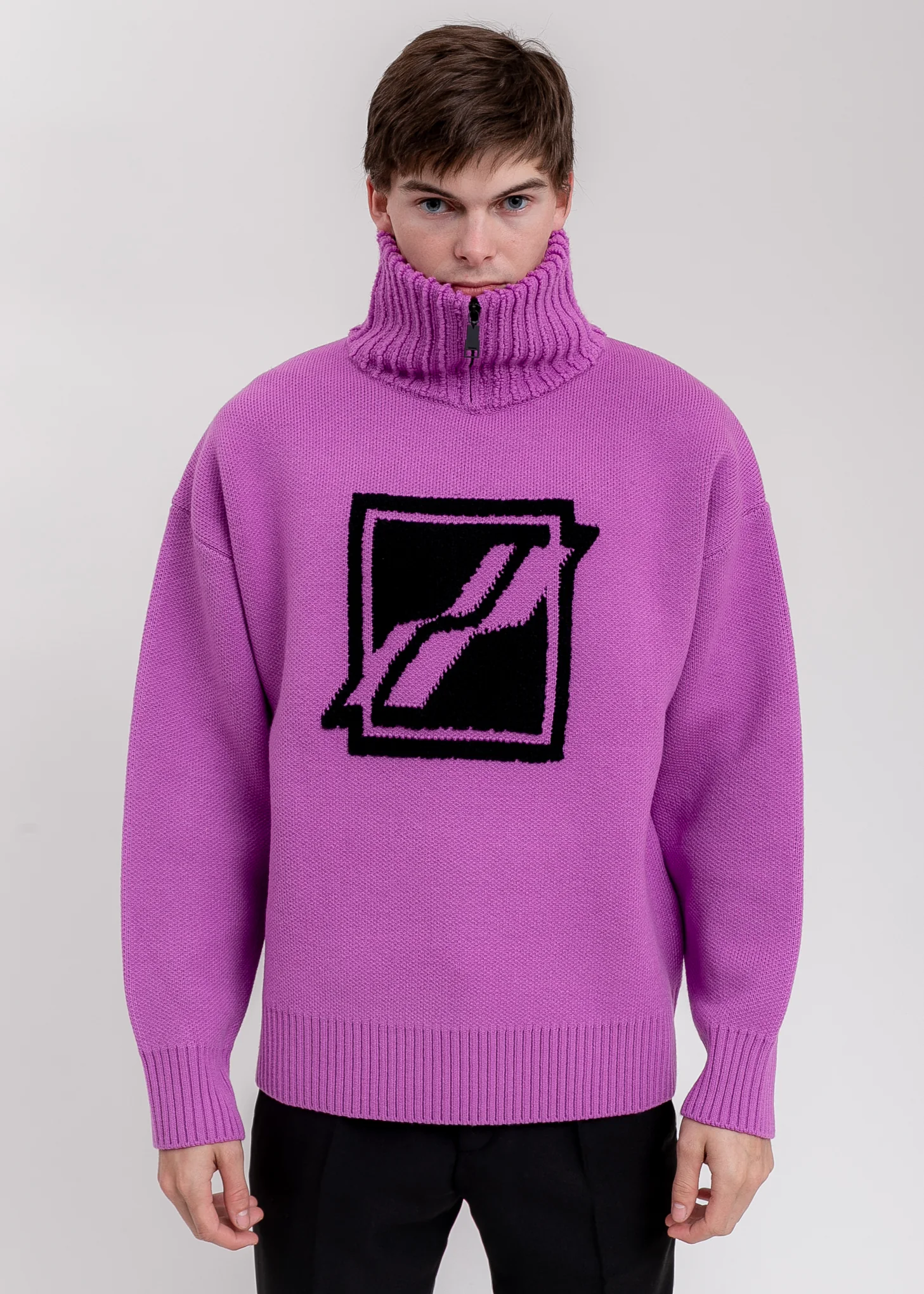 Purple Square Logo Pile Knit Jumper