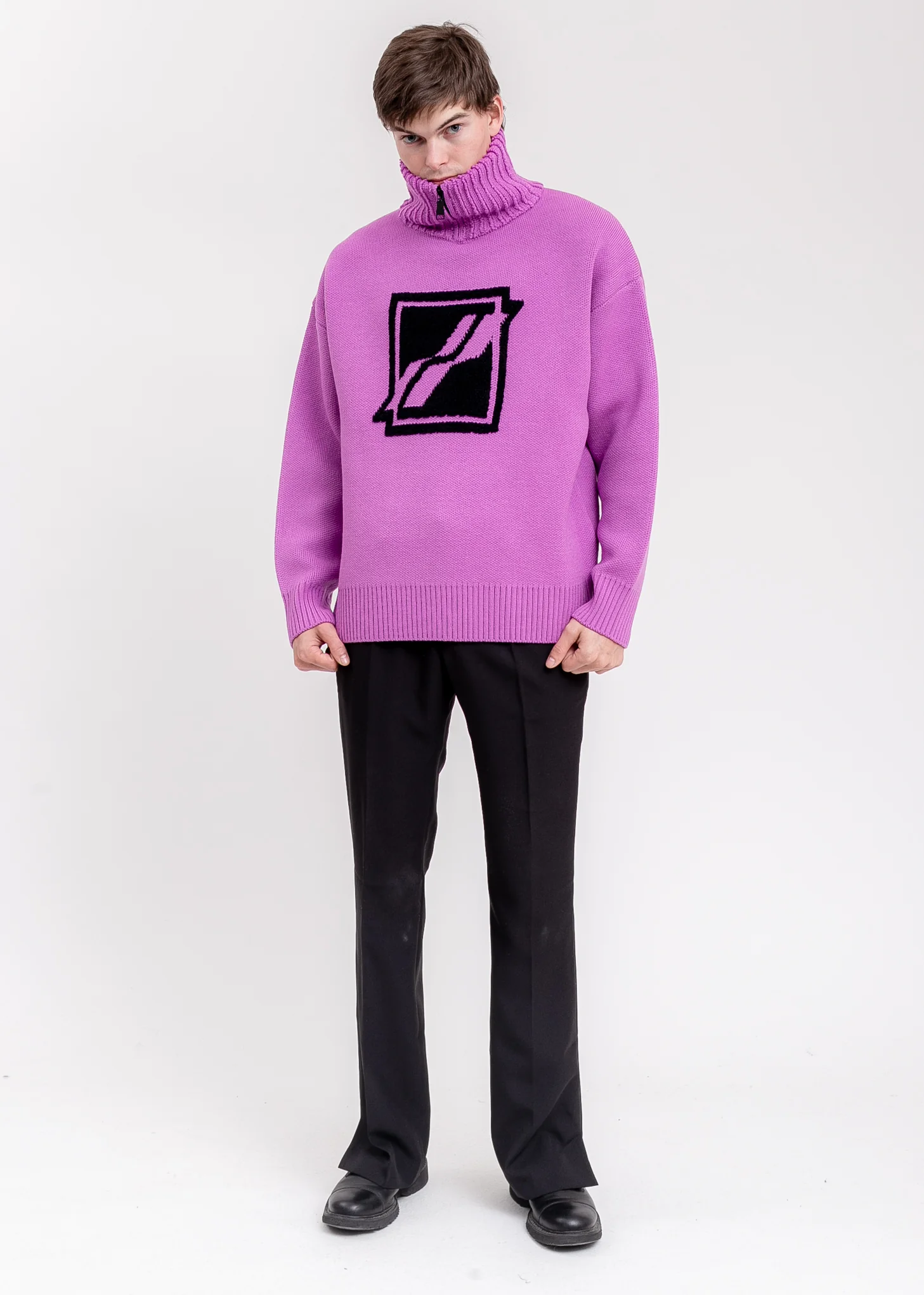 Purple Square Logo Pile Knit Jumper - Image 5