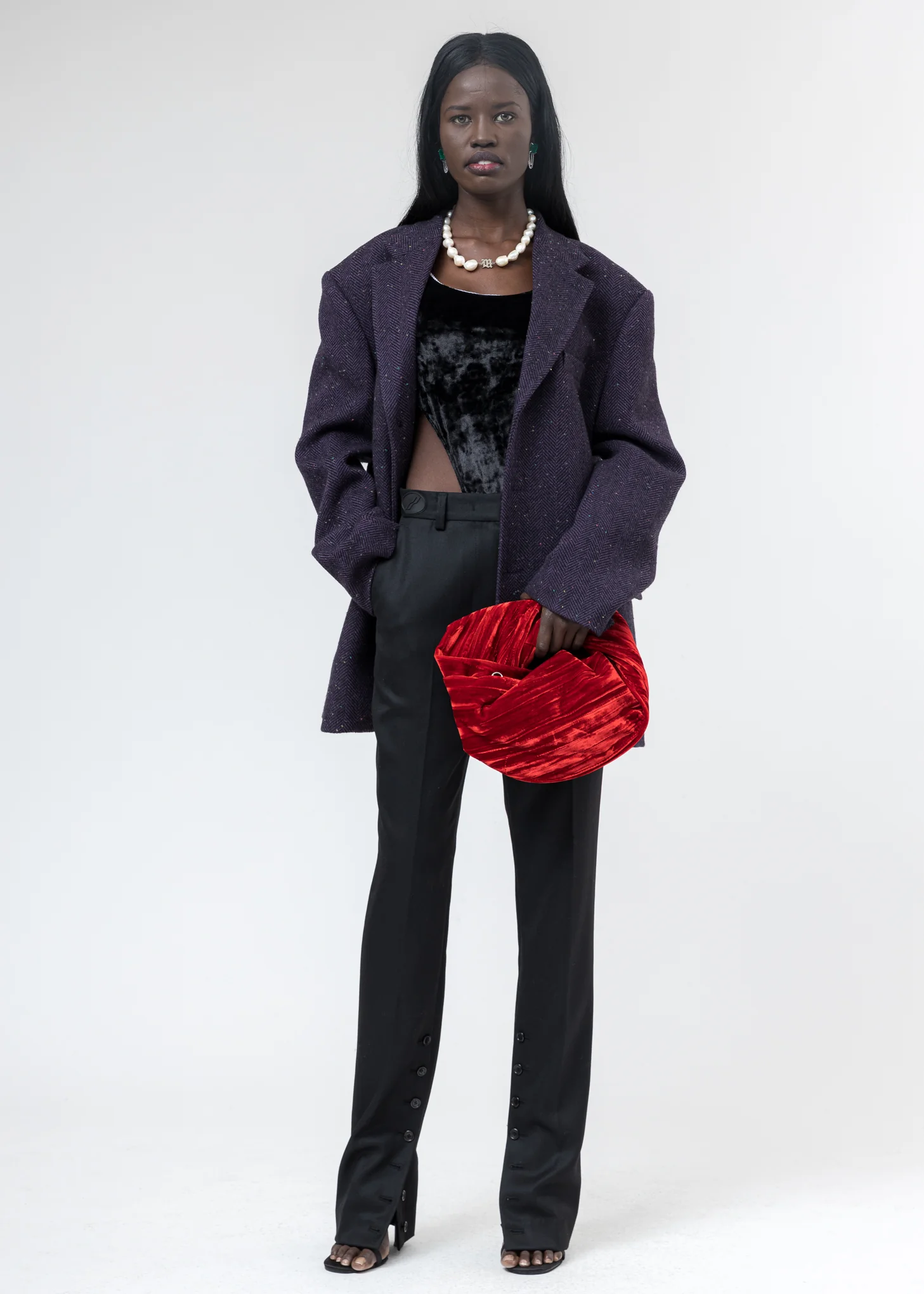 Purple Violet Herringbone Wool Blazer