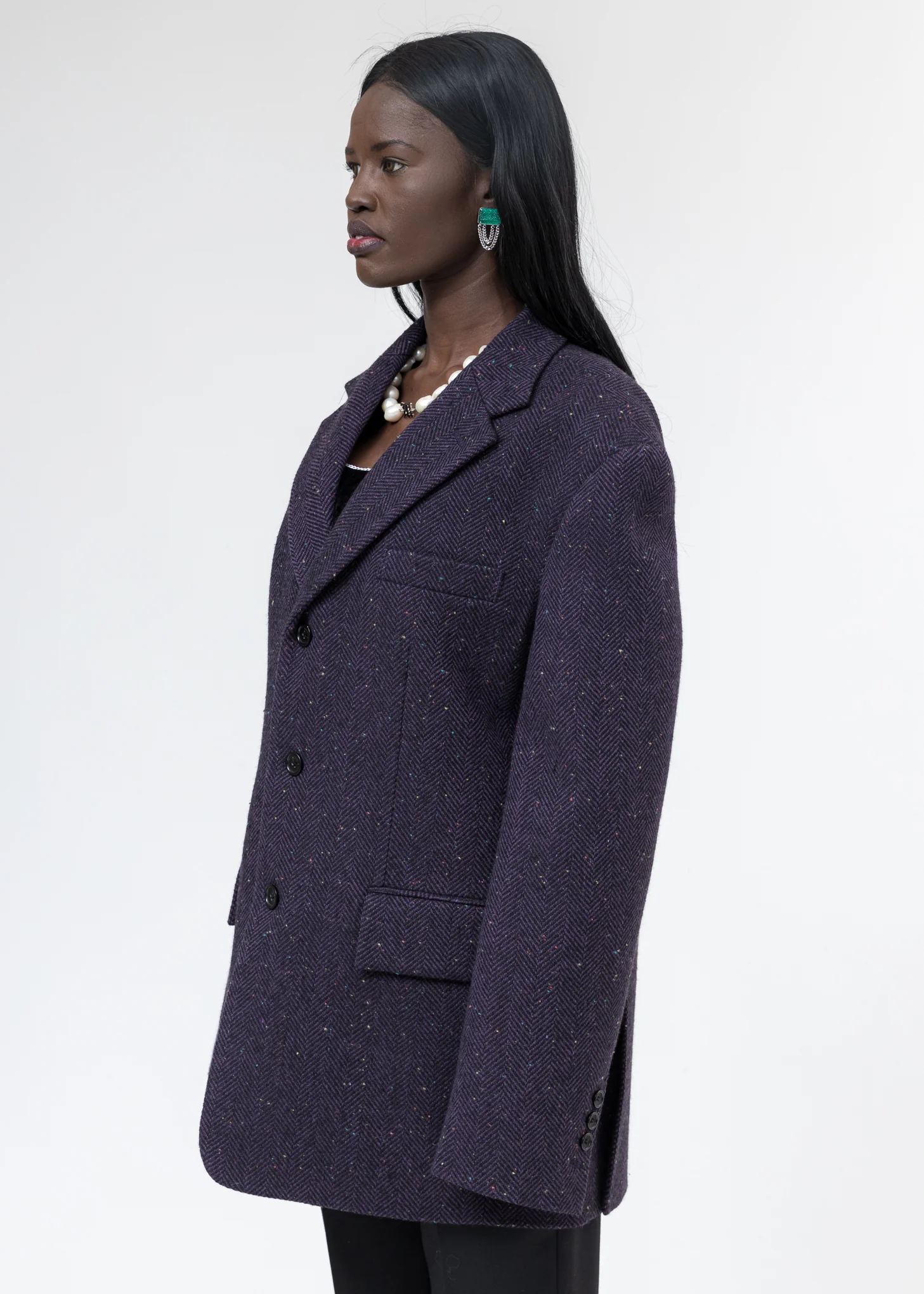 Purple Violet Herringbone Wool Blazer - Image 3
