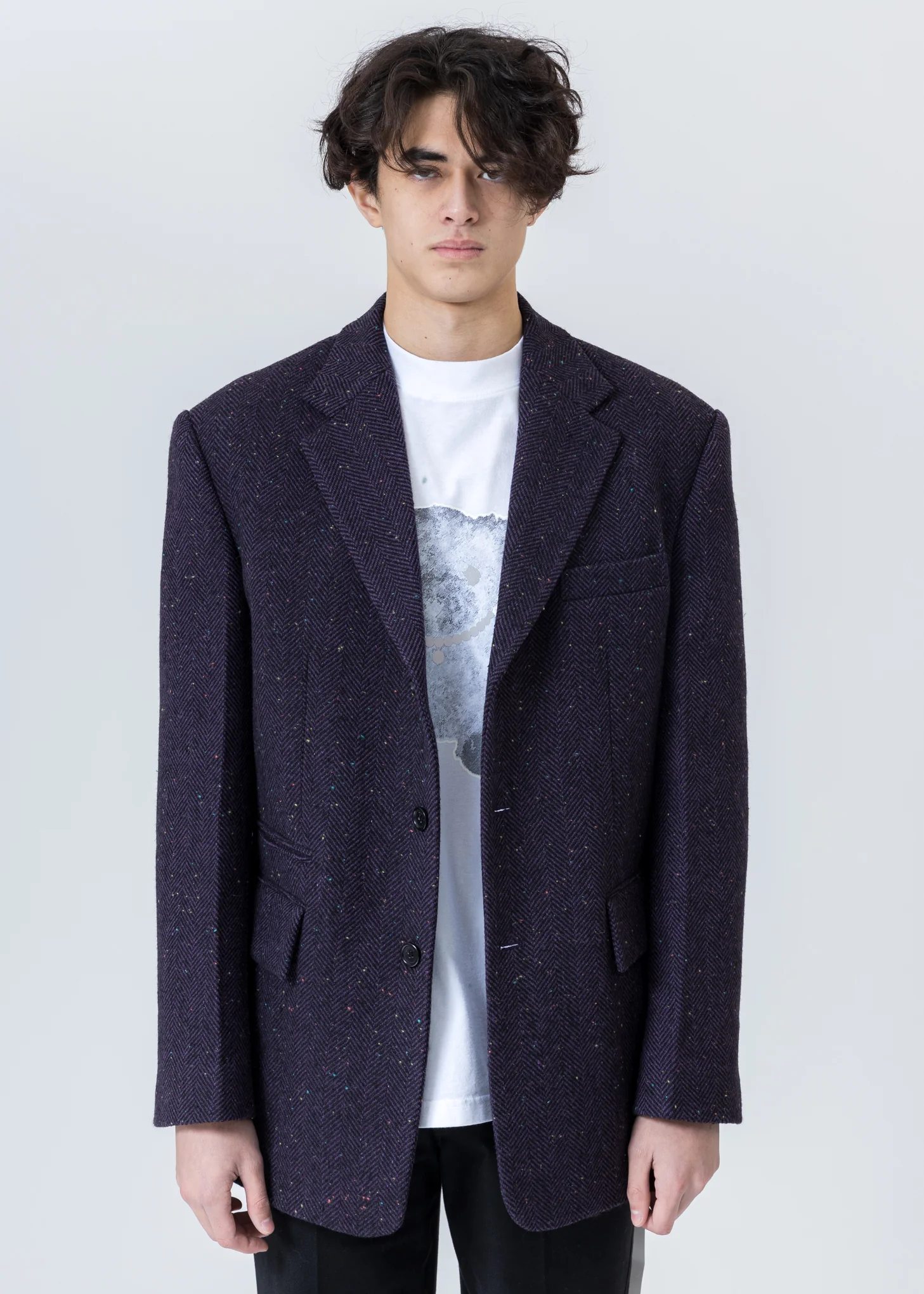 Purple Violet Herringbone Wool Blazer - Image 5