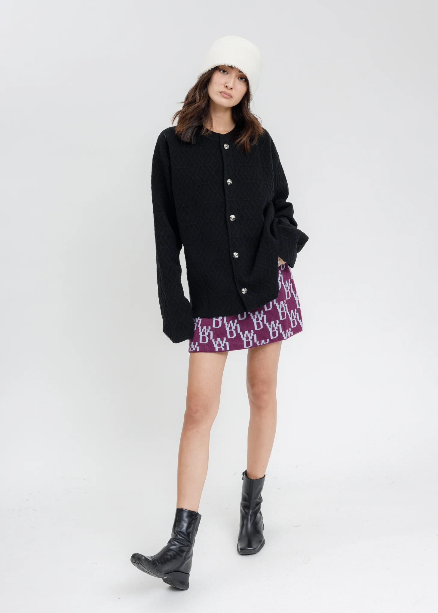 Purple WD1 All Over Logo Knit Mini Skirt - Image 5