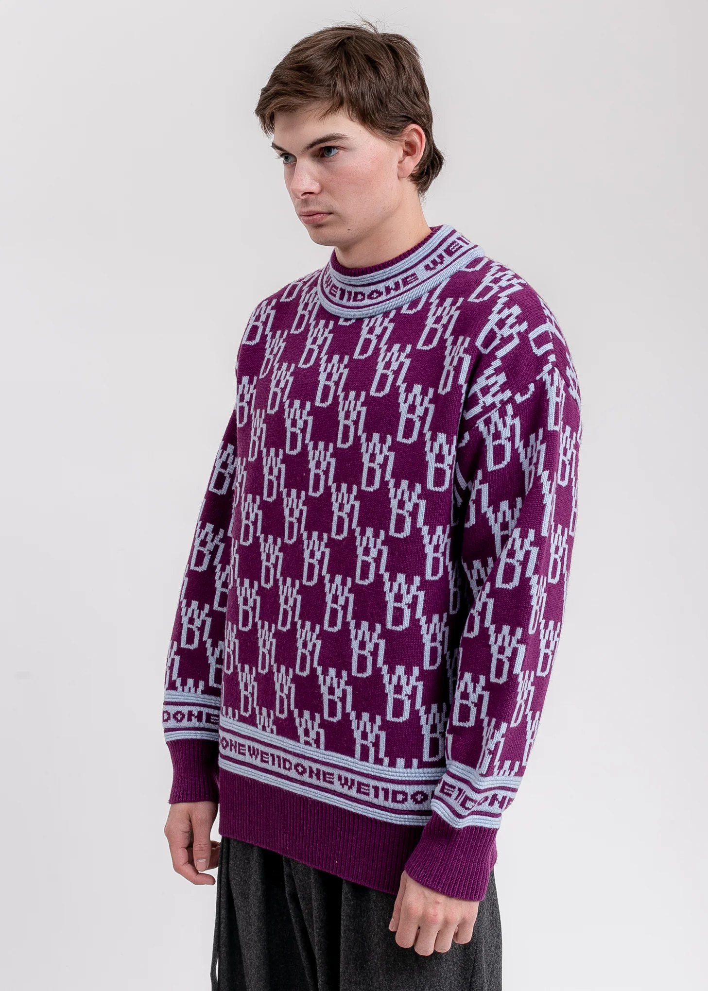 Purple WD1 Allover Logo Jumper - Image 3