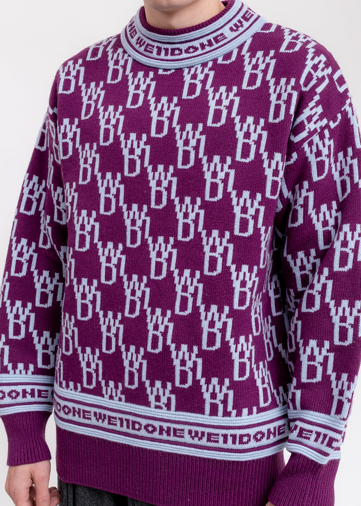 Purple WD1 Allover Logo Jumper - Image 4