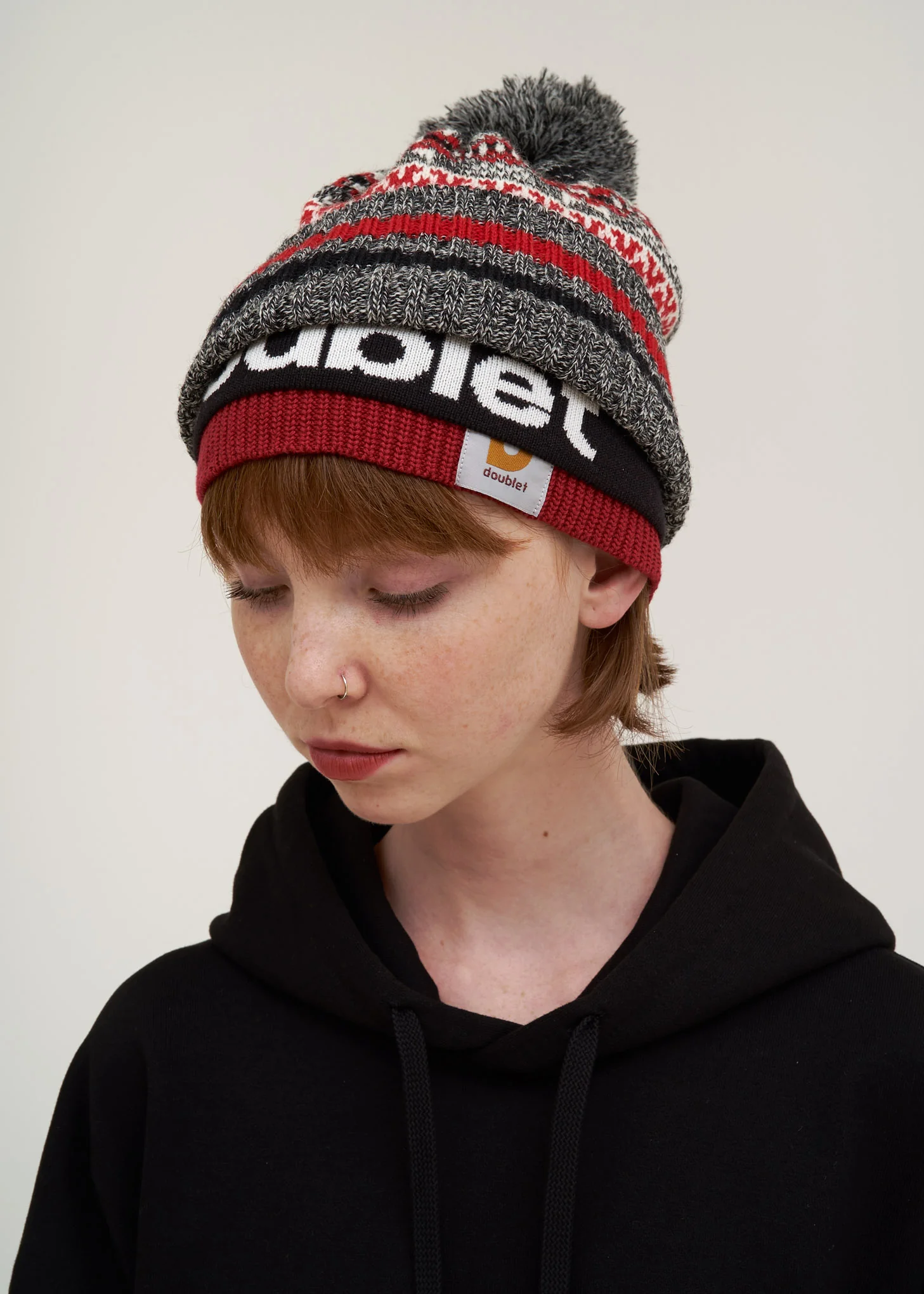Red 3 Layered Knit Cap - Image 2