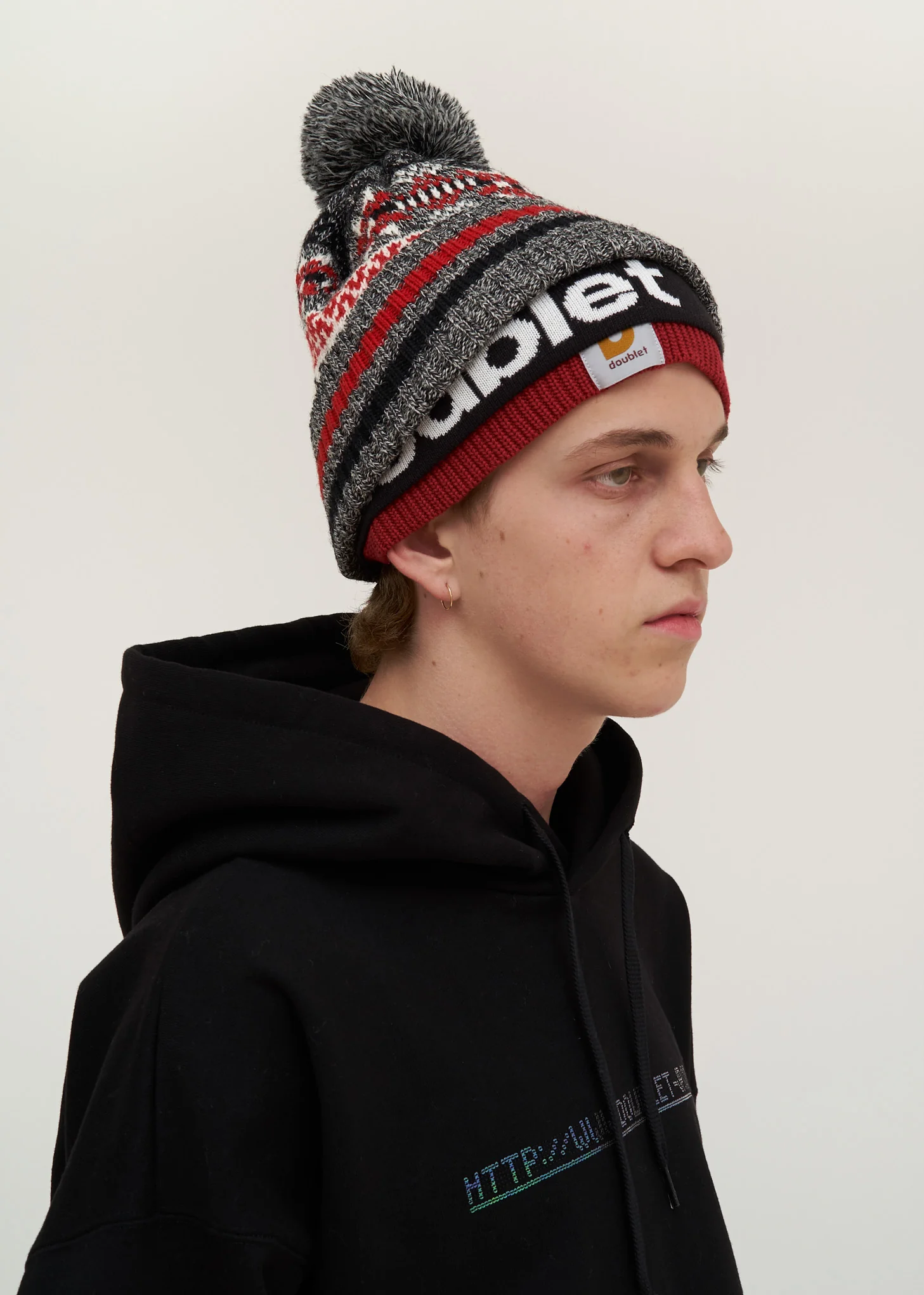 Red 3 Layered Knit Cap